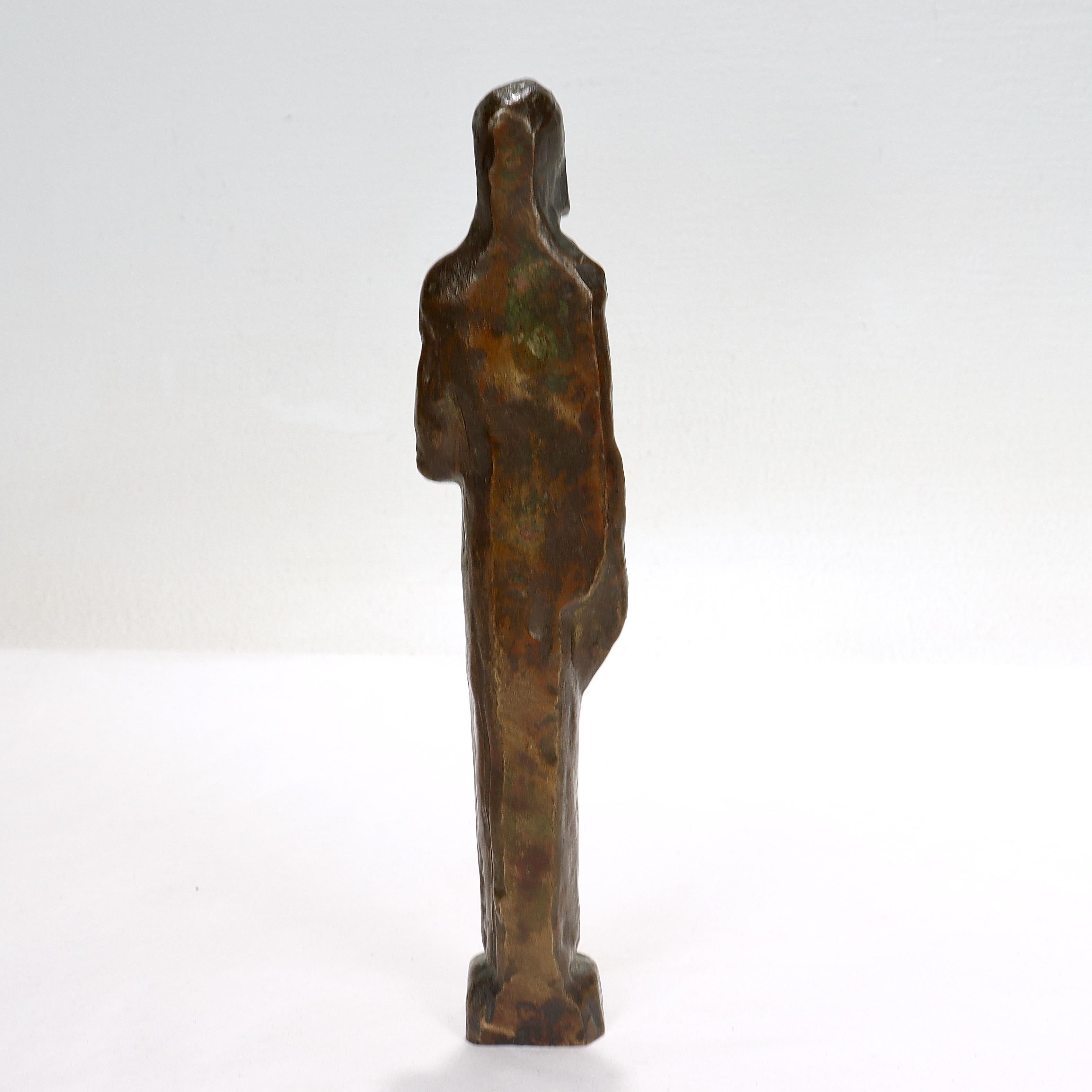 20th Century Mid-Century Bronze Sculpture of a Franciscan Monk For Sale