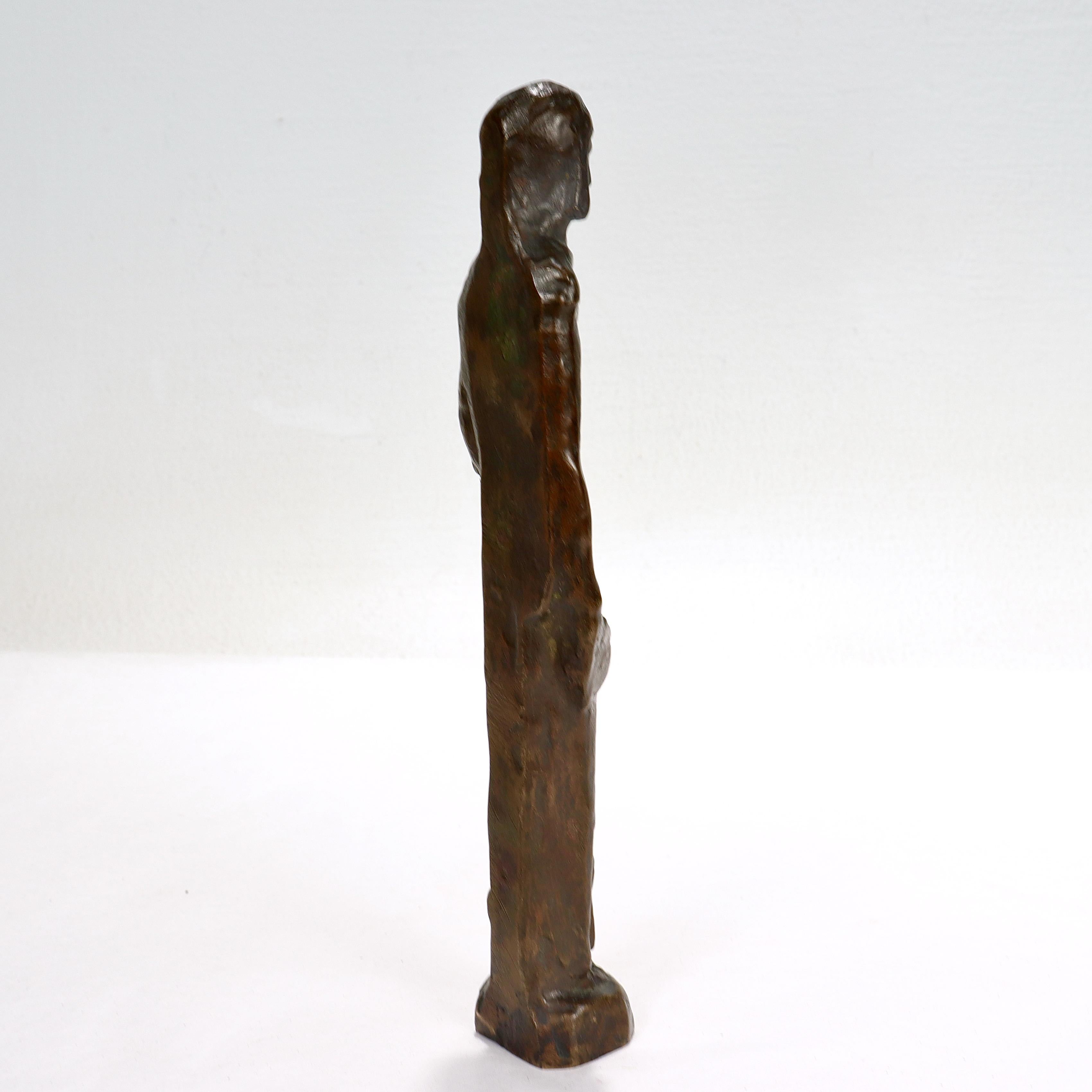 Mid-Century Bronze Sculpture of a Franciscan Monk For Sale 1
