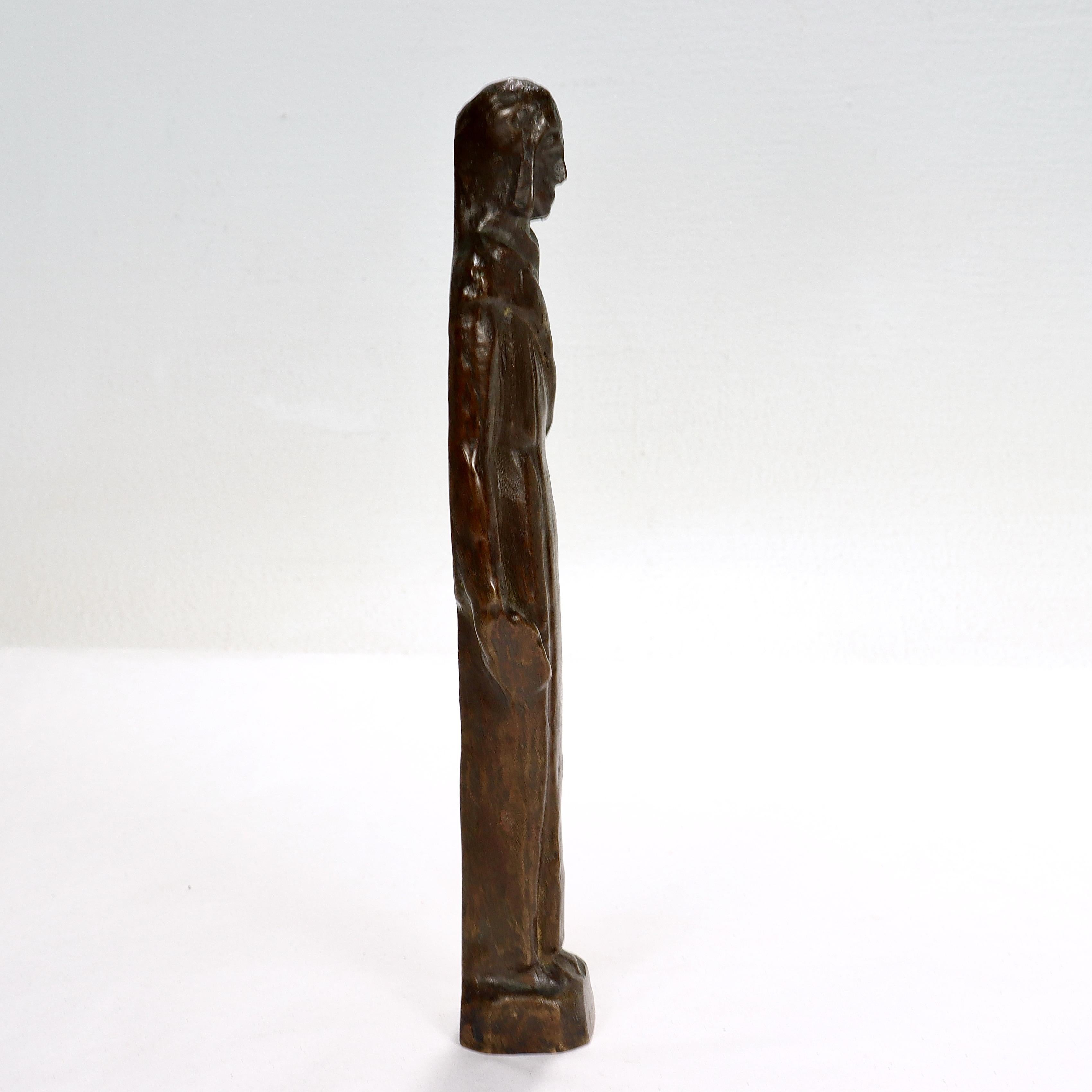 Mid-Century Bronze Sculpture of a Franciscan Monk For Sale 2