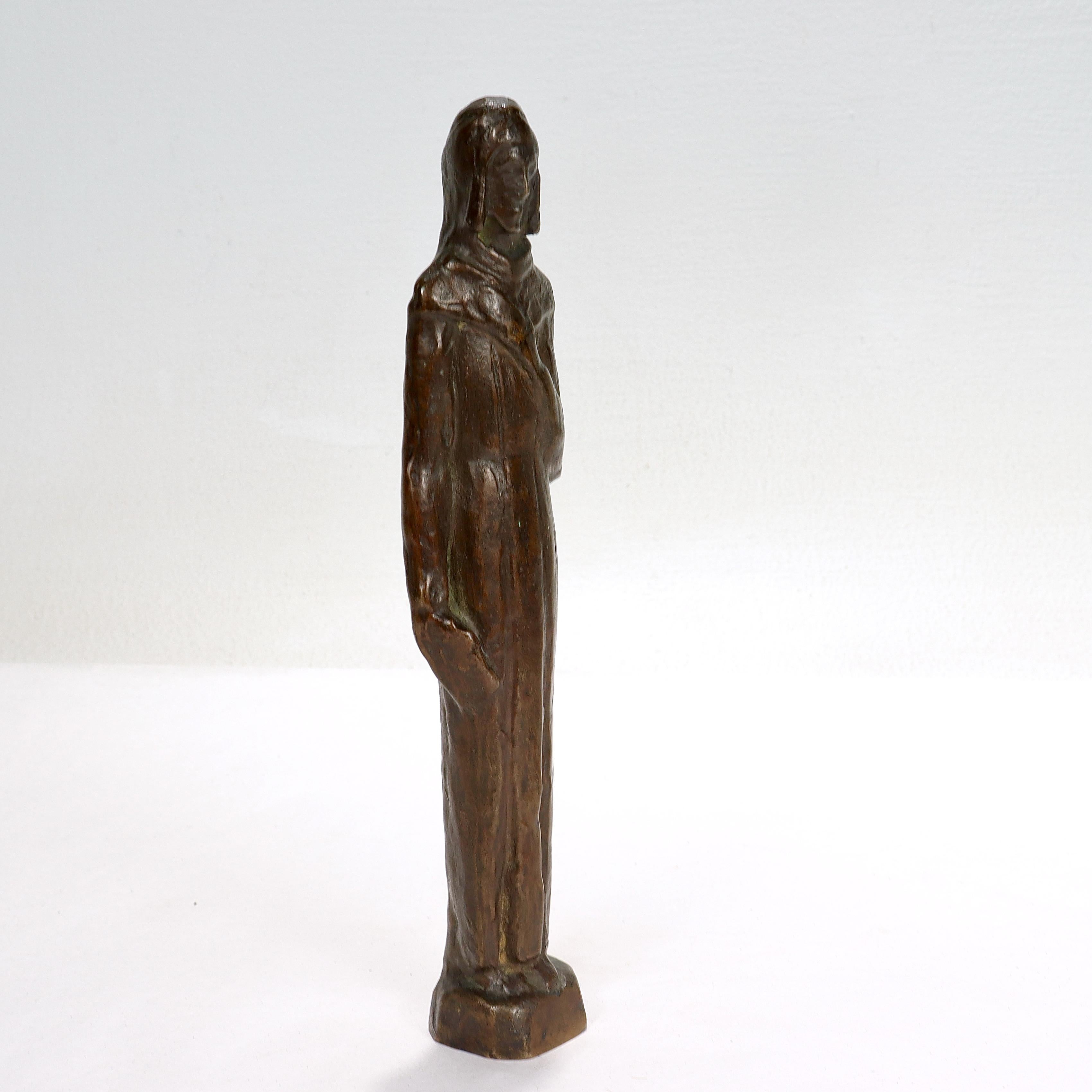 Mid-Century Bronze Sculpture of a Franciscan Monk For Sale 3