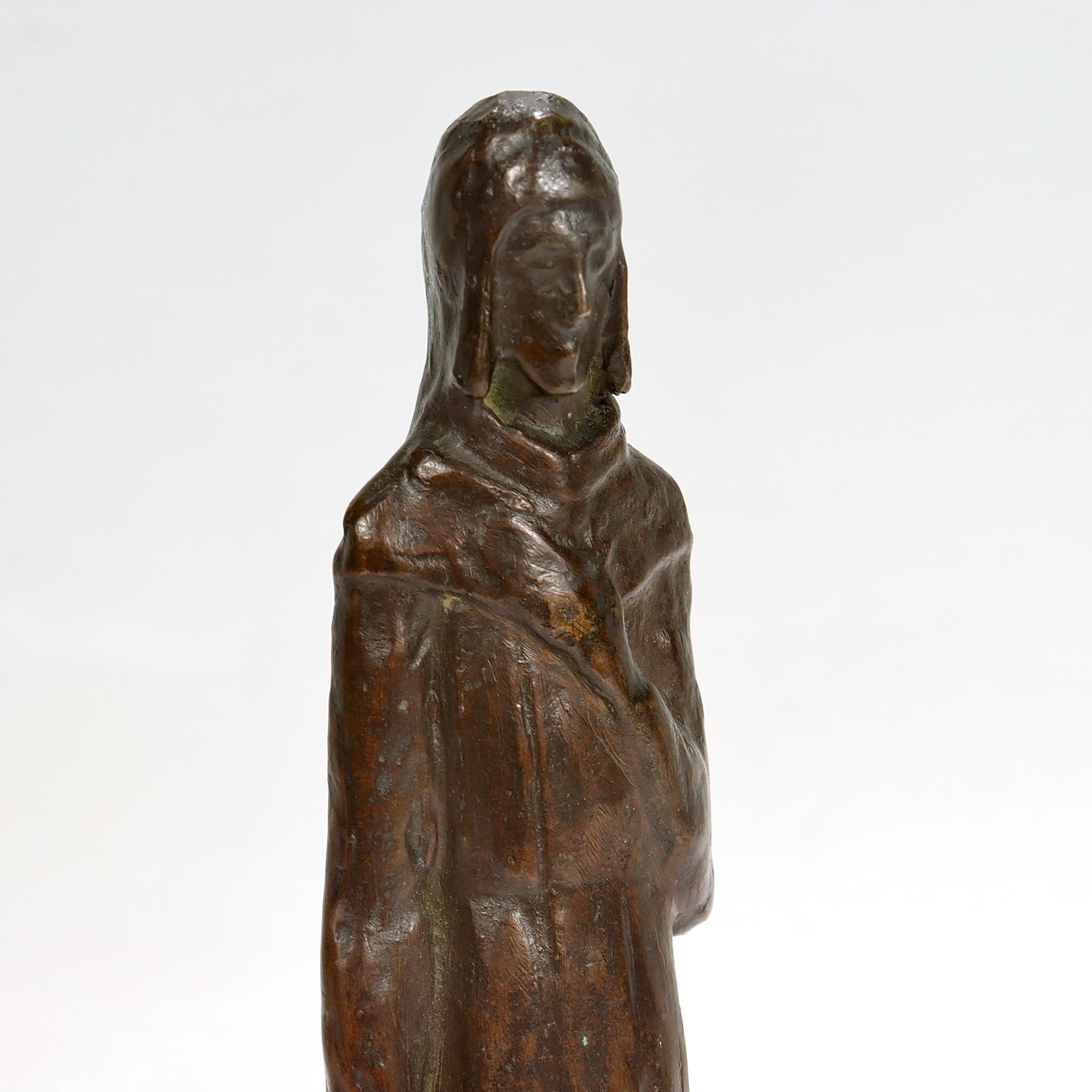 Mid-Century Bronze Sculpture of a Franciscan Monk For Sale 4