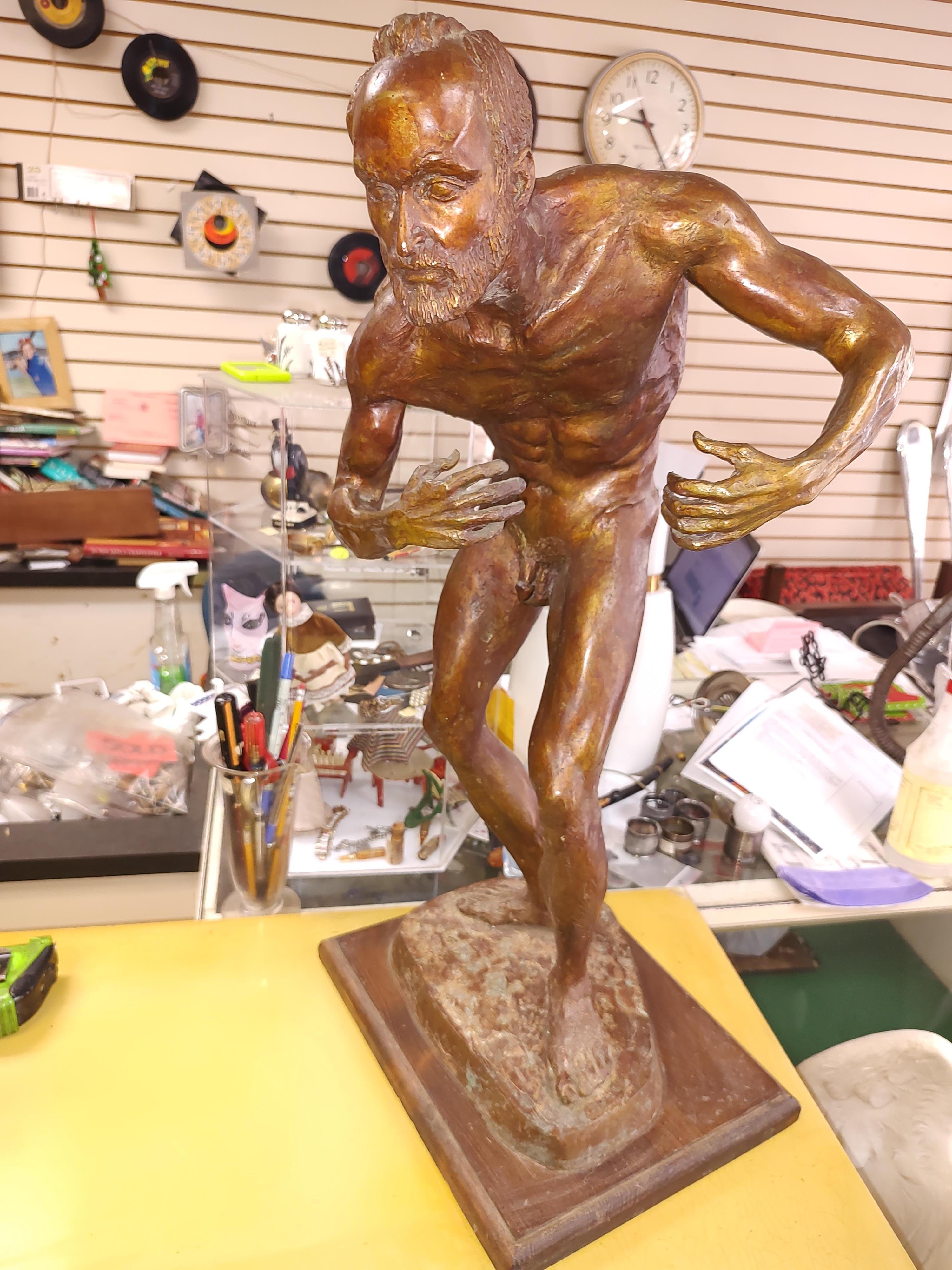 Mid Century Bronze Sculpture of a Man by Michael Shacham 