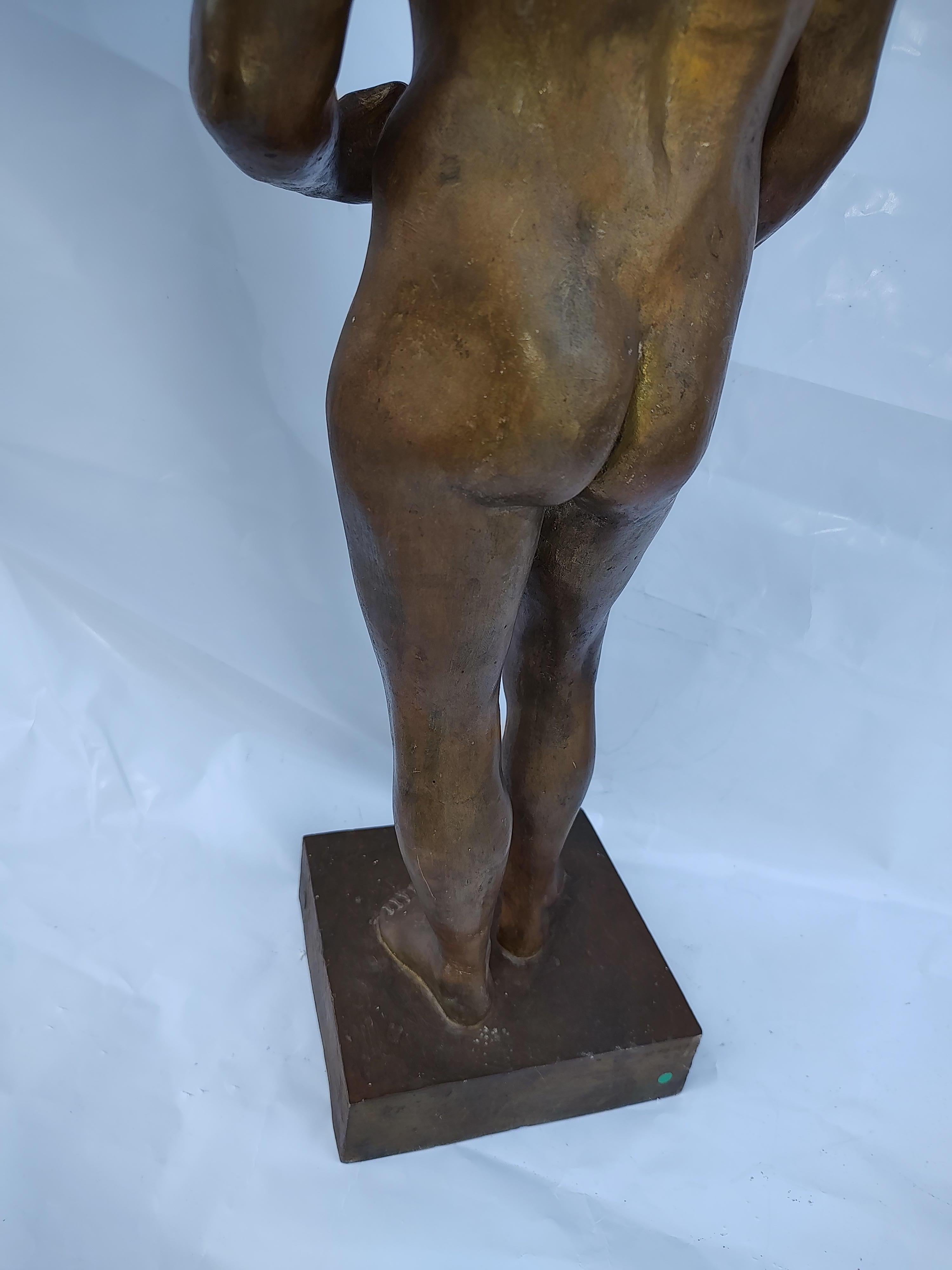 Midcentury Bronze Sculpture of a Nude Male Foundry Guss Barth Rinteen For Sale 5