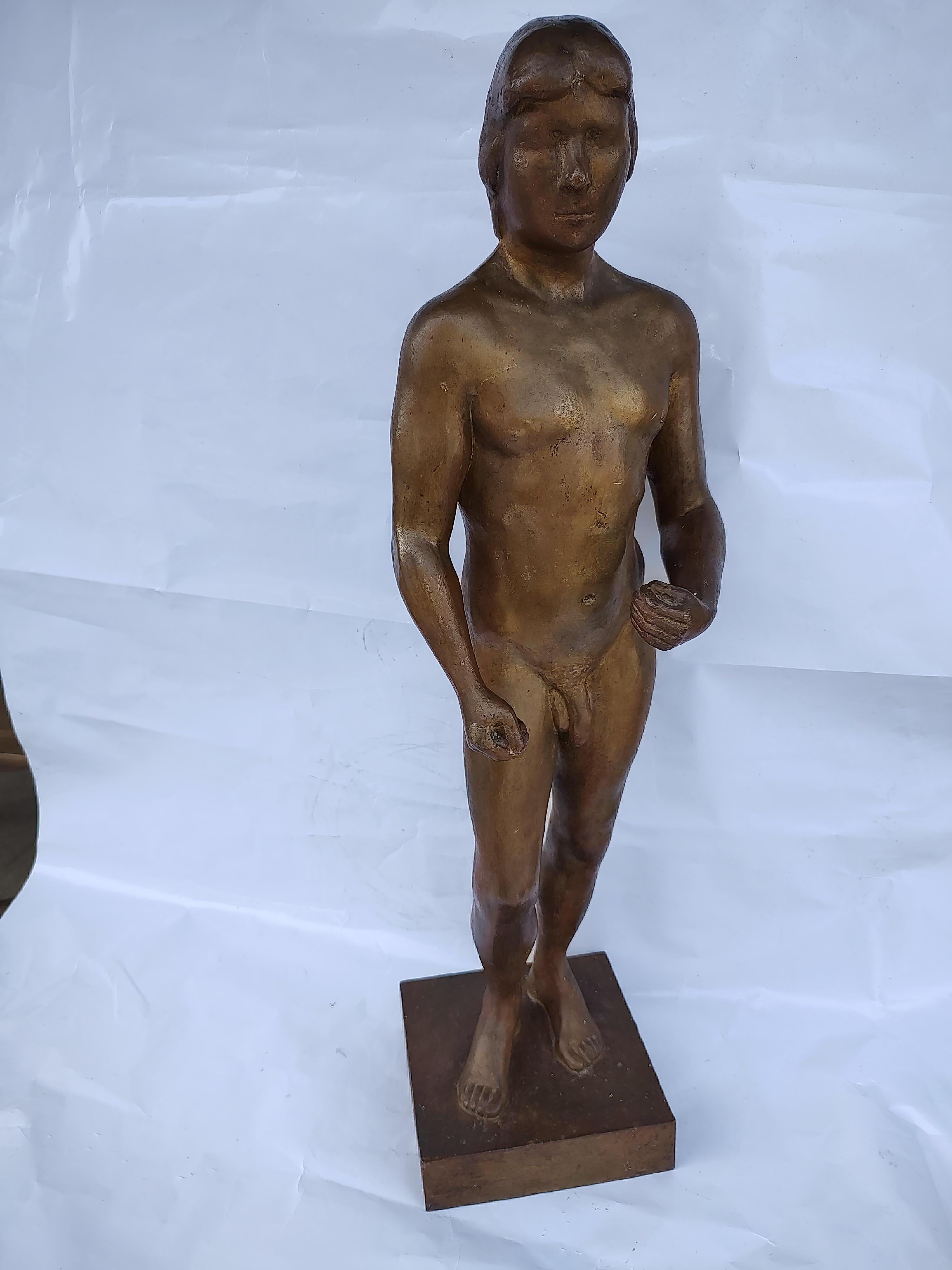 Midcentury Bronze Sculpture of a Nude Male Foundry Guss Barth Rinteen For Sale 7