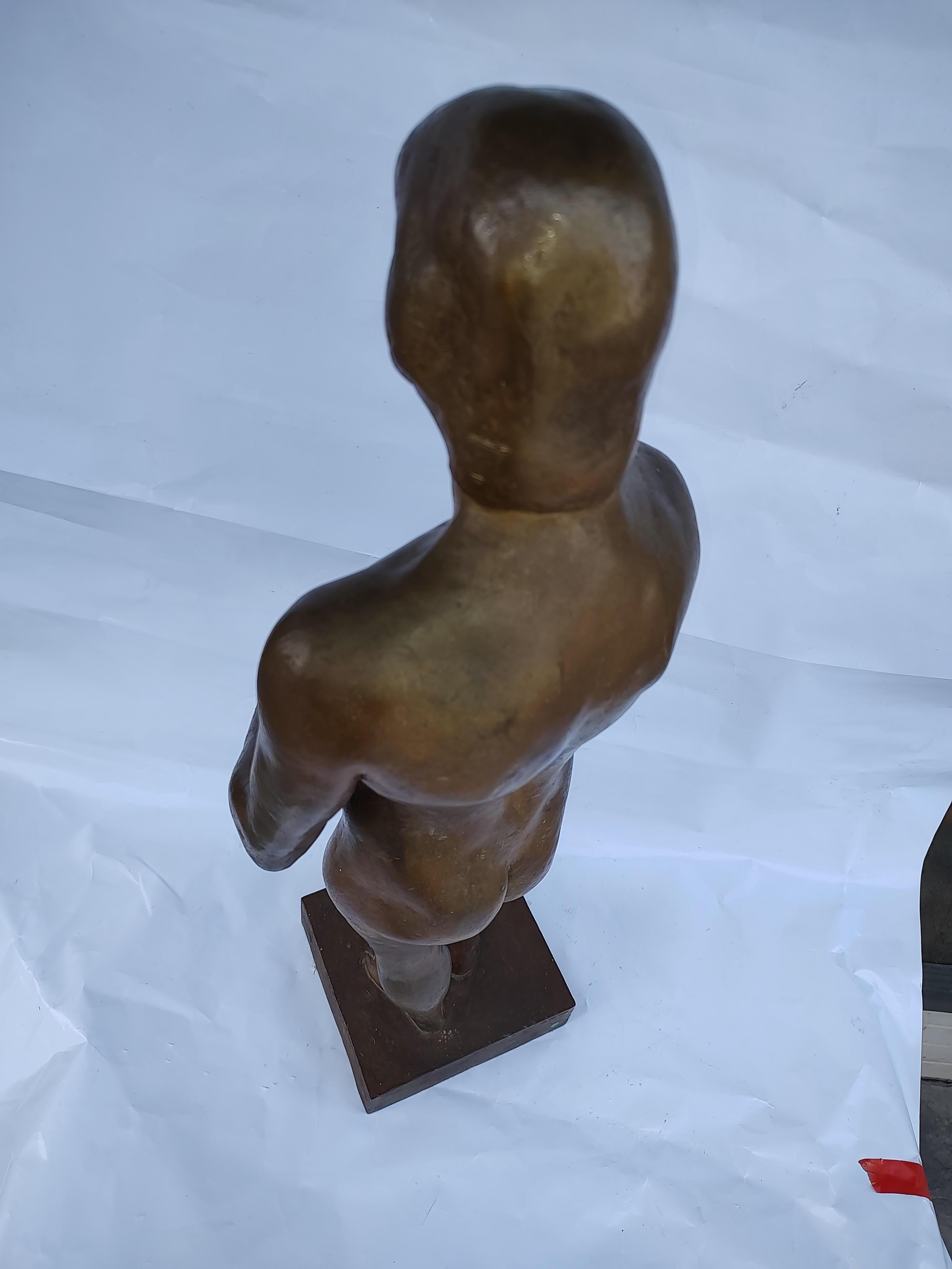 Midcentury Bronze Sculpture of a Nude Male Foundry Guss Barth Rinteen For Sale 2