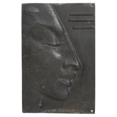 Mid-Century Bronze Sculpture Profile of a Woman Face by Sacha S. Schnittmann