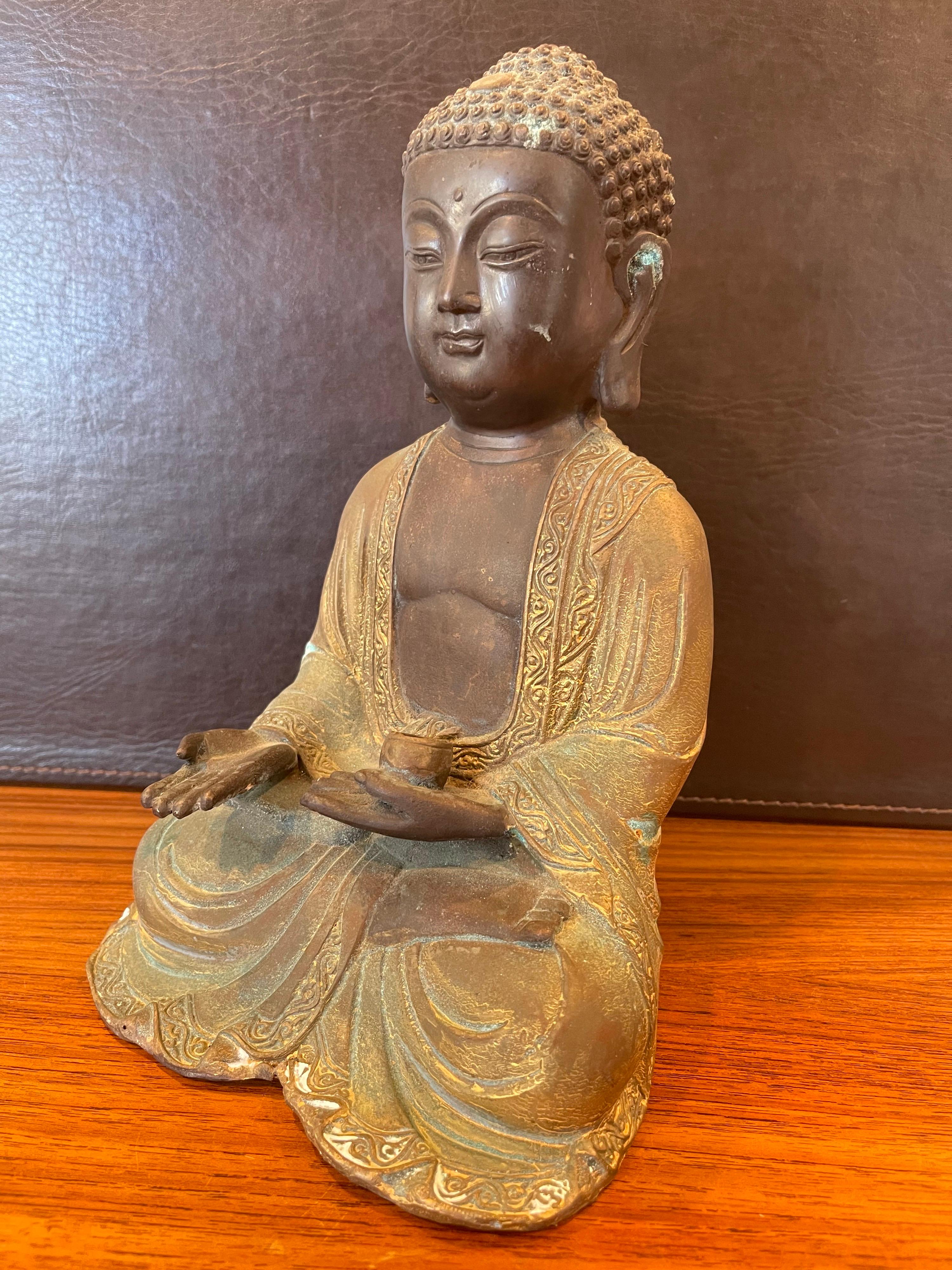 Mid-Century Bronze Sitting Buddha For Sale 5