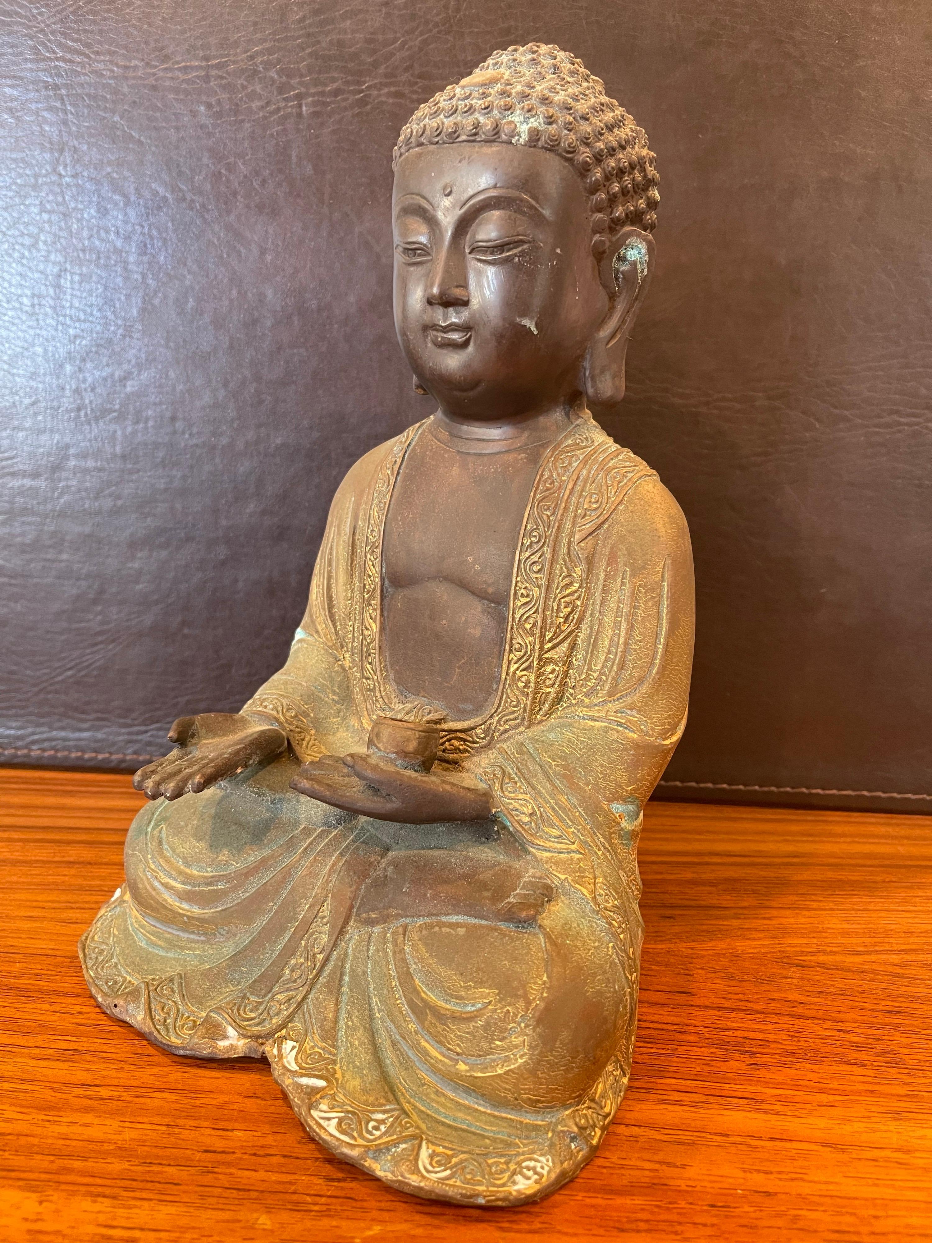 Mid-Century Bronze Sitting Buddha For Sale 6