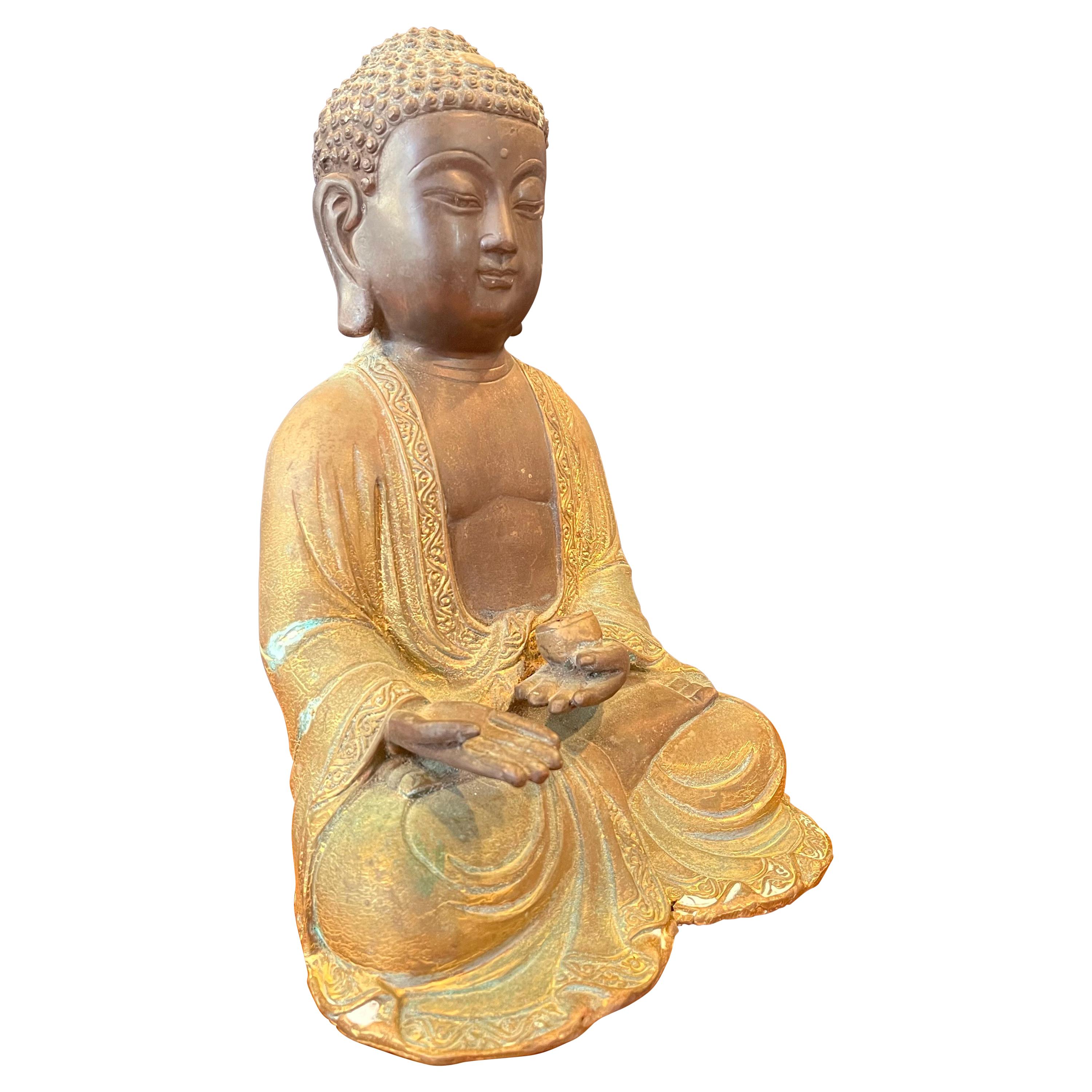 Mid-Century Bronze Sitting Buddha For Sale