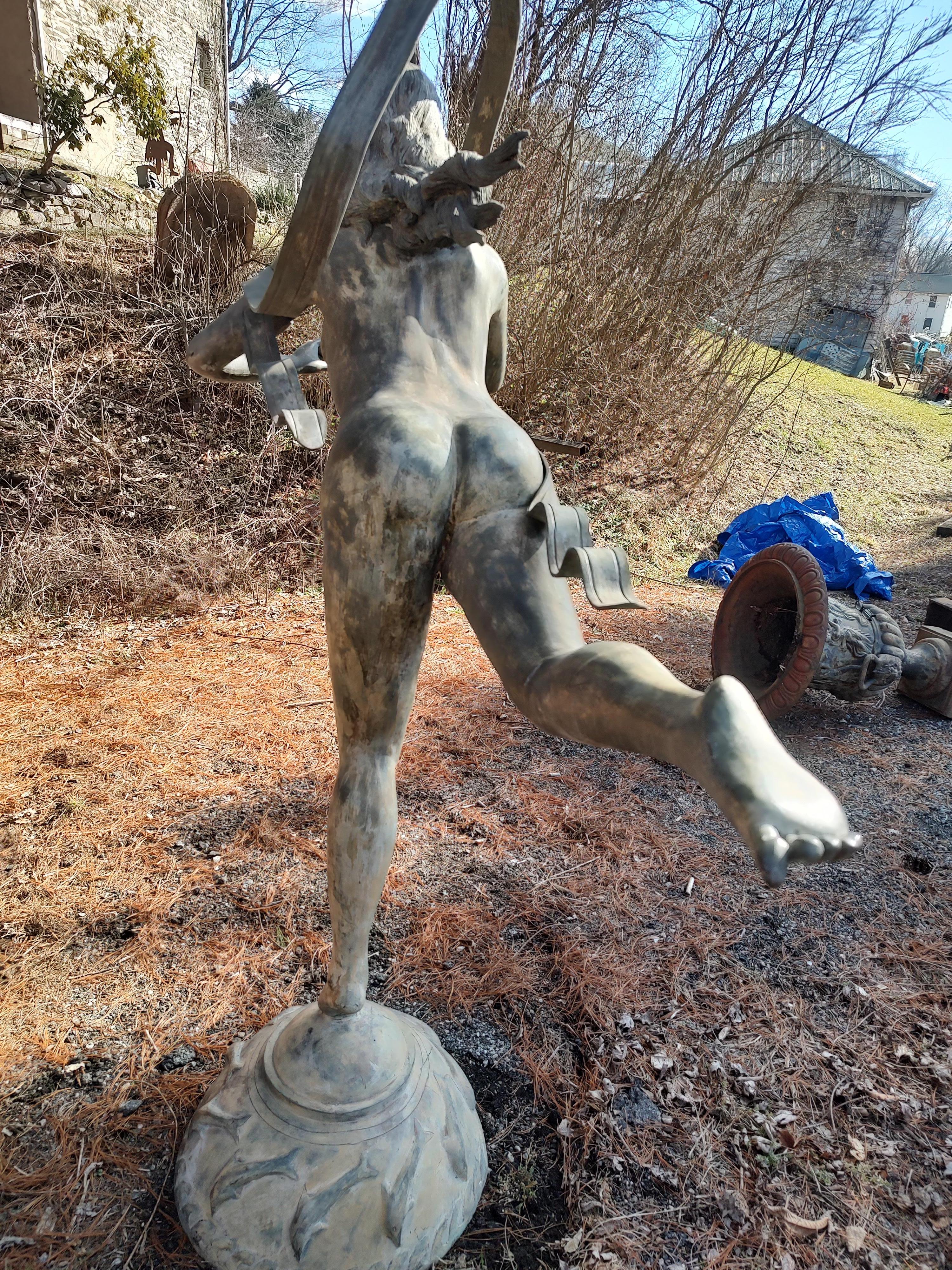 Mid Century Bronze Garden Statue of a Gliding Nude Woman Late 20th C For Sale 4