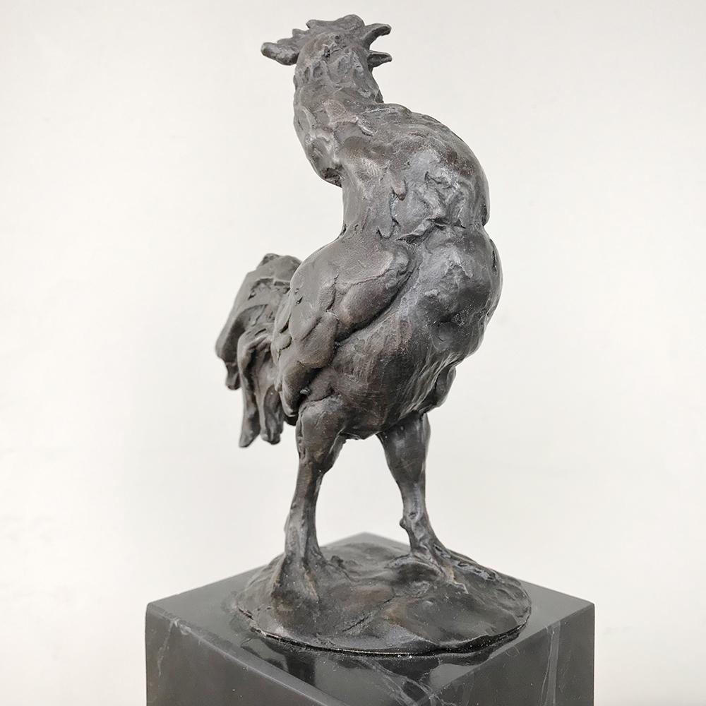 Hand-Crafted Midcentury Bronze Statue of Rooster