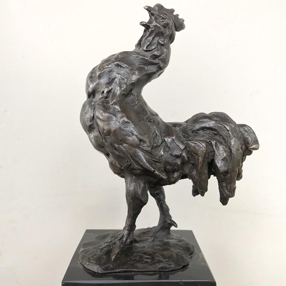 20th Century Midcentury Bronze Statue of Rooster