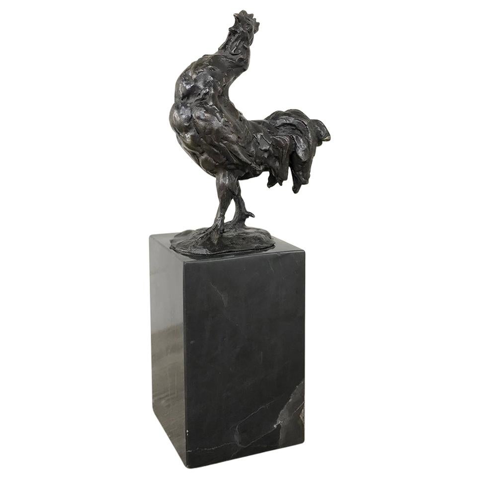 Midcentury Bronze Statue of Rooster