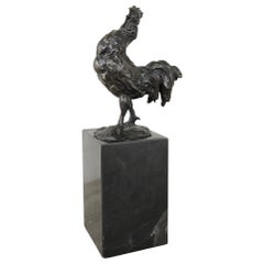 Vintage Midcentury Bronze Statue of Rooster