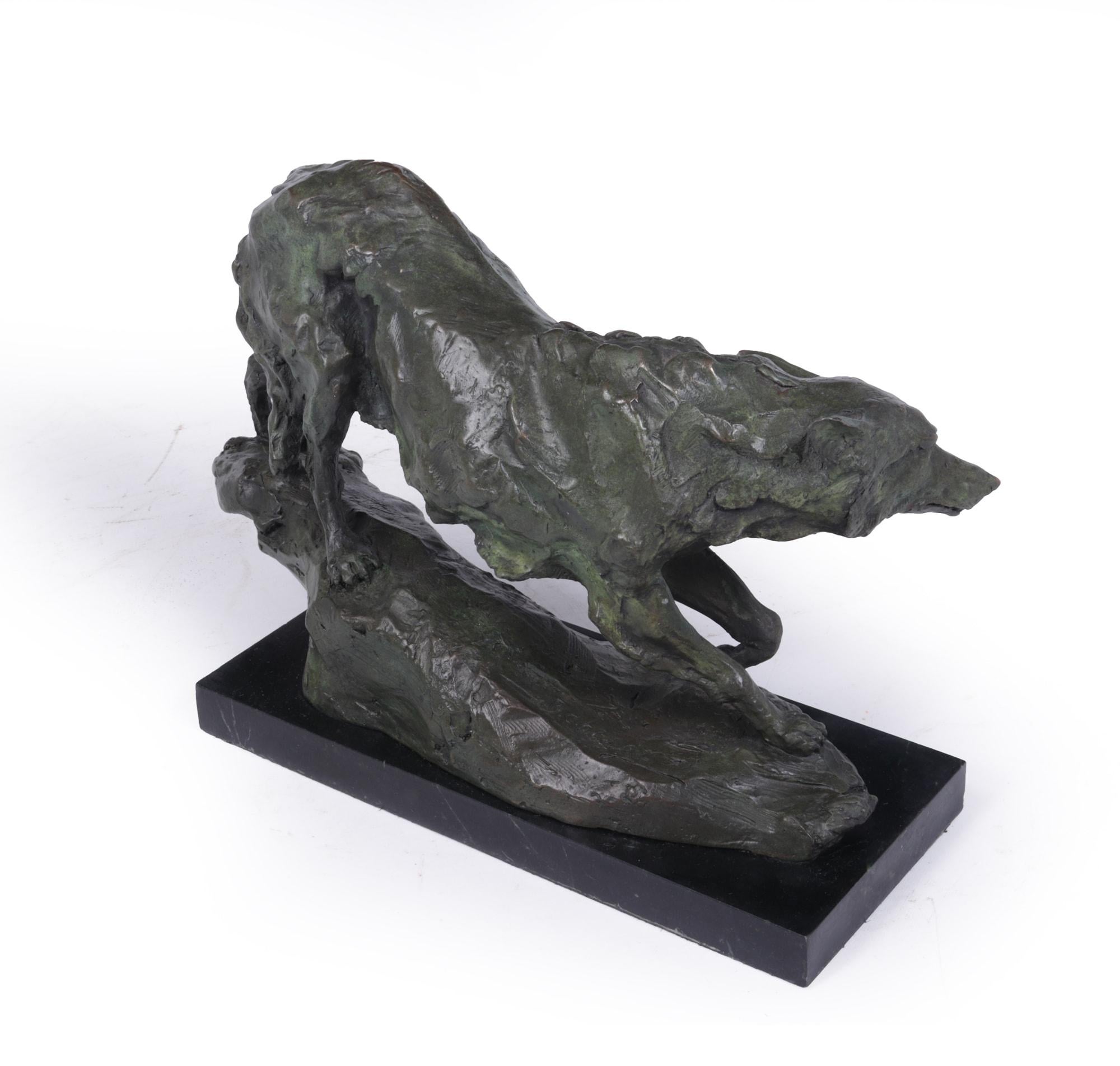 bronze wolf sculpture