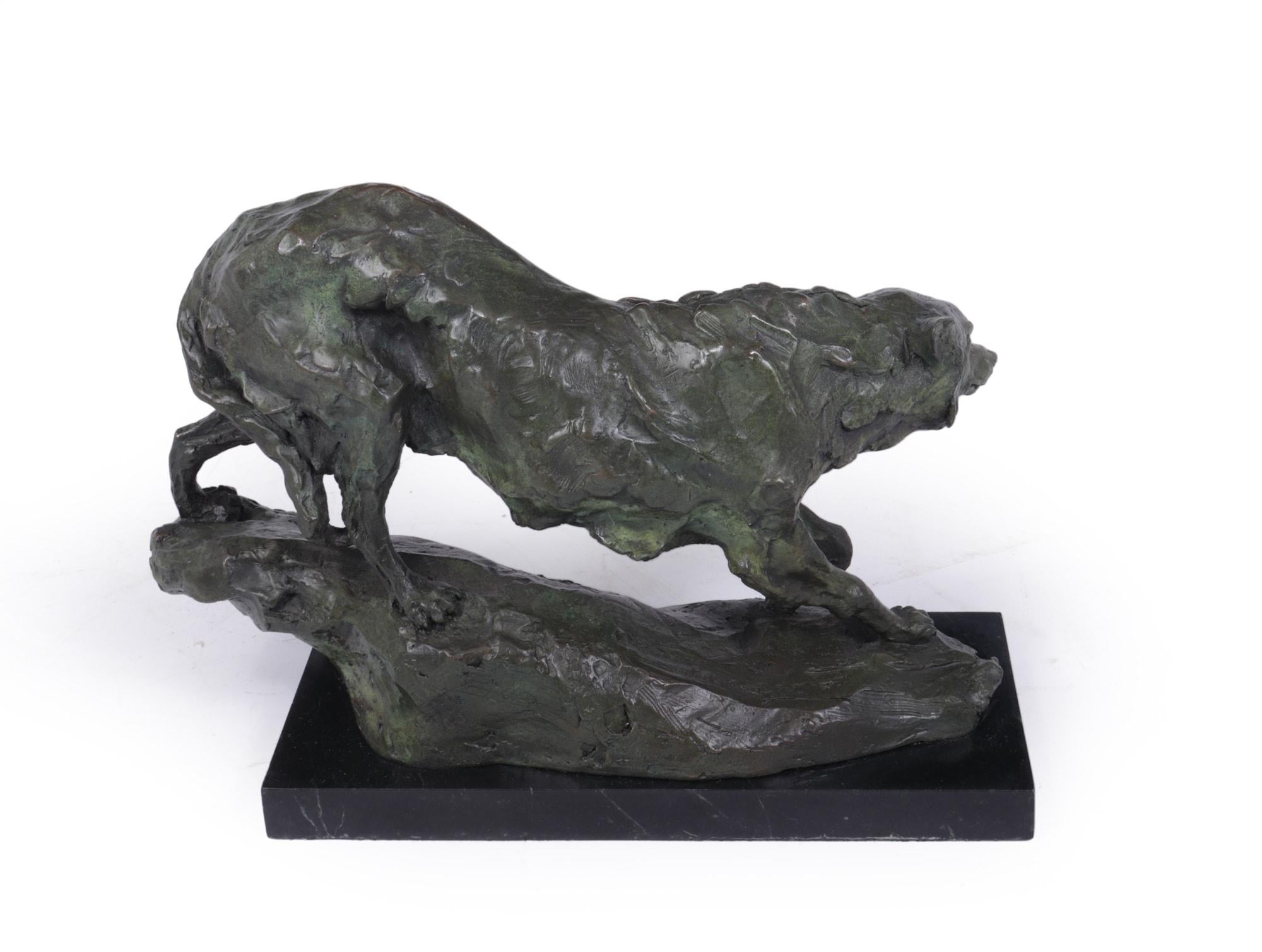 Mid-Century Modern Mid Century Bronze Studio Sculpture of Wolf For Sale