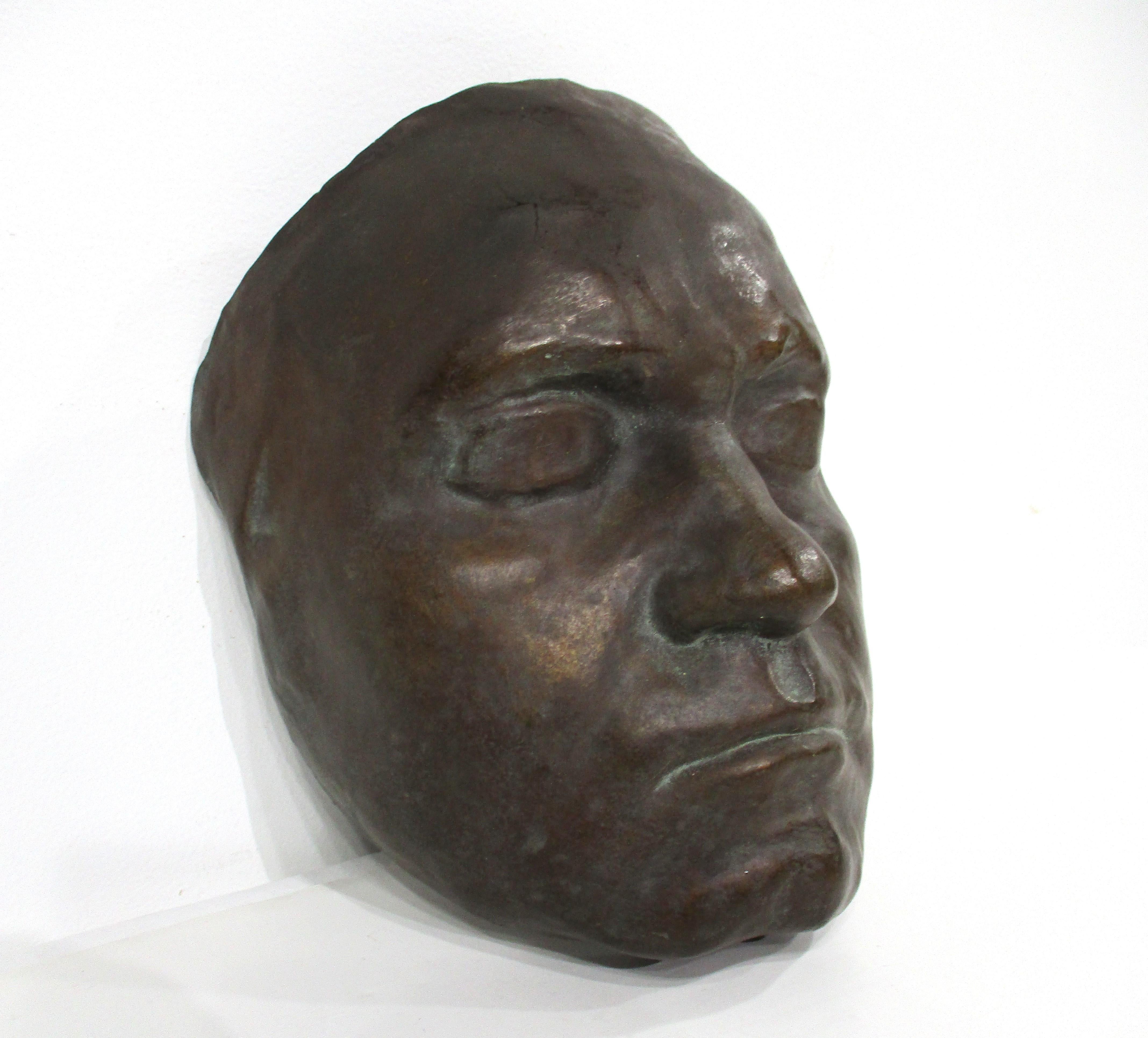 Mid-Century Modern Mid Century Bronze Styled Cast Plaster Male Mask  For Sale