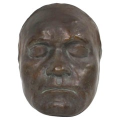 Mid Century Bronze Styled Cast Plaster Male Mask 