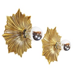 Mid-Century Bronze Sunburst Wall Sconces or Flush Mounts, Germany, 1950s