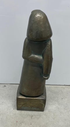 Scultura zodiacale di Fred Press in bronzo di metà secolo "Virgo