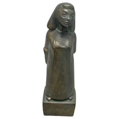 Mid Century Bronze "Virgo" Zodiac Sculpture by Fred Press