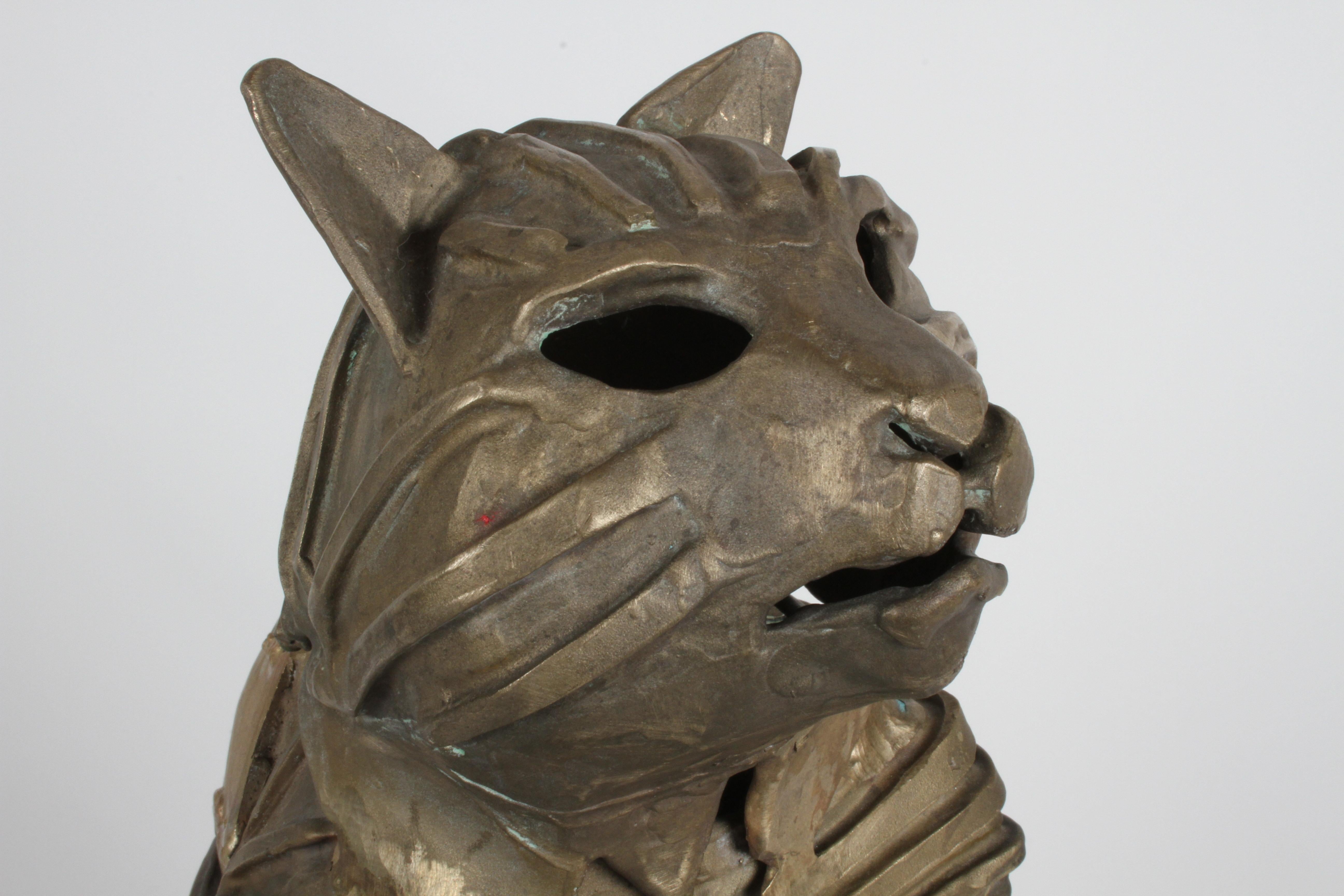 Mid-Century Bronze Welded Brutalist Mummy Cat Sculpture, Style of Jane Ackroyd For Sale 5