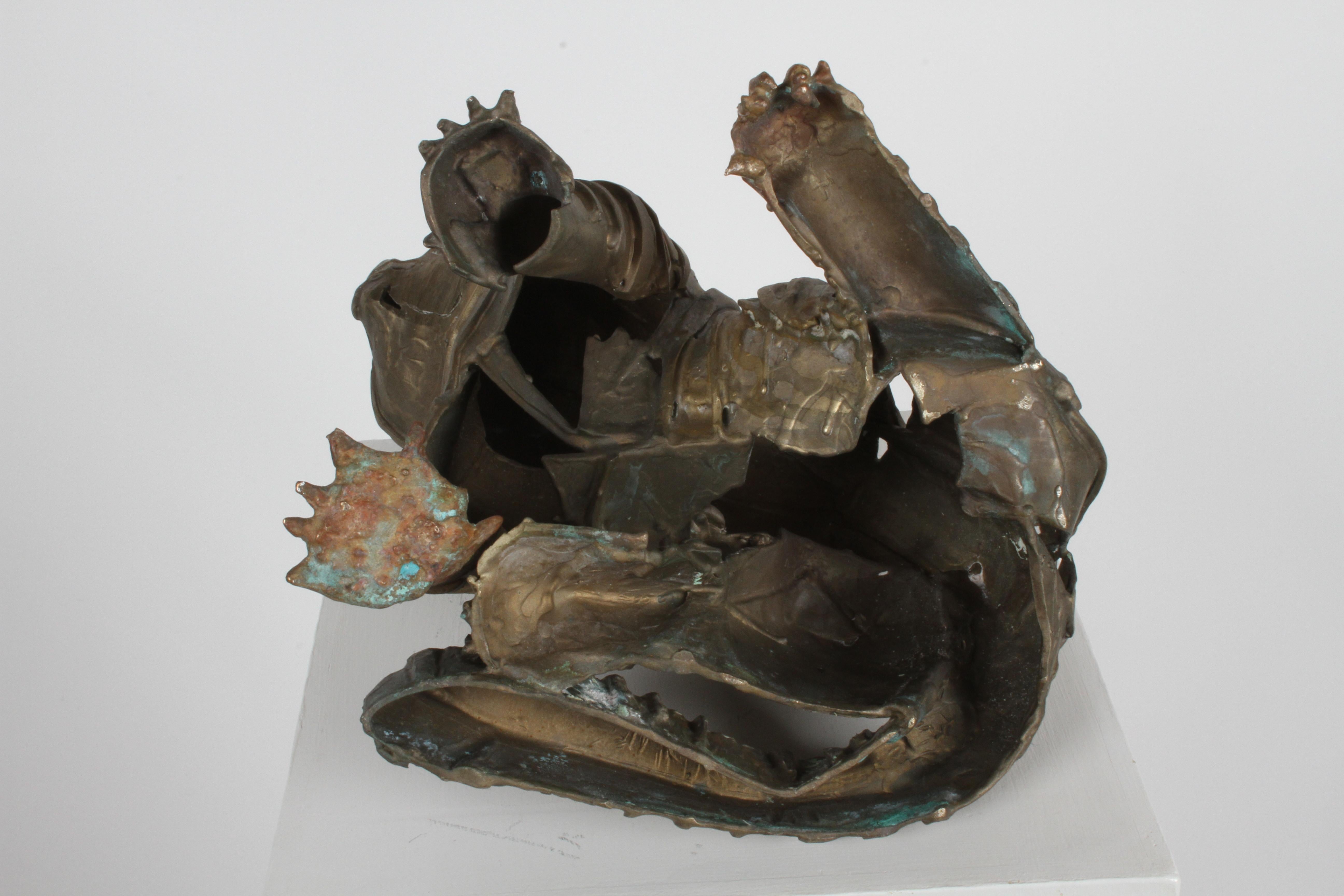 Sculpture de chat chiot brutaliste soudé en bronze du milieu du siècle dernier, dans le style de Jane Ackroyd en vente 8
