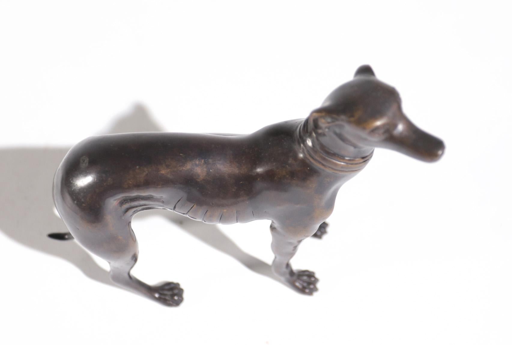 Mid-20th Century Midcentury Bronze Whippet or Greyhound Dog Sculpture