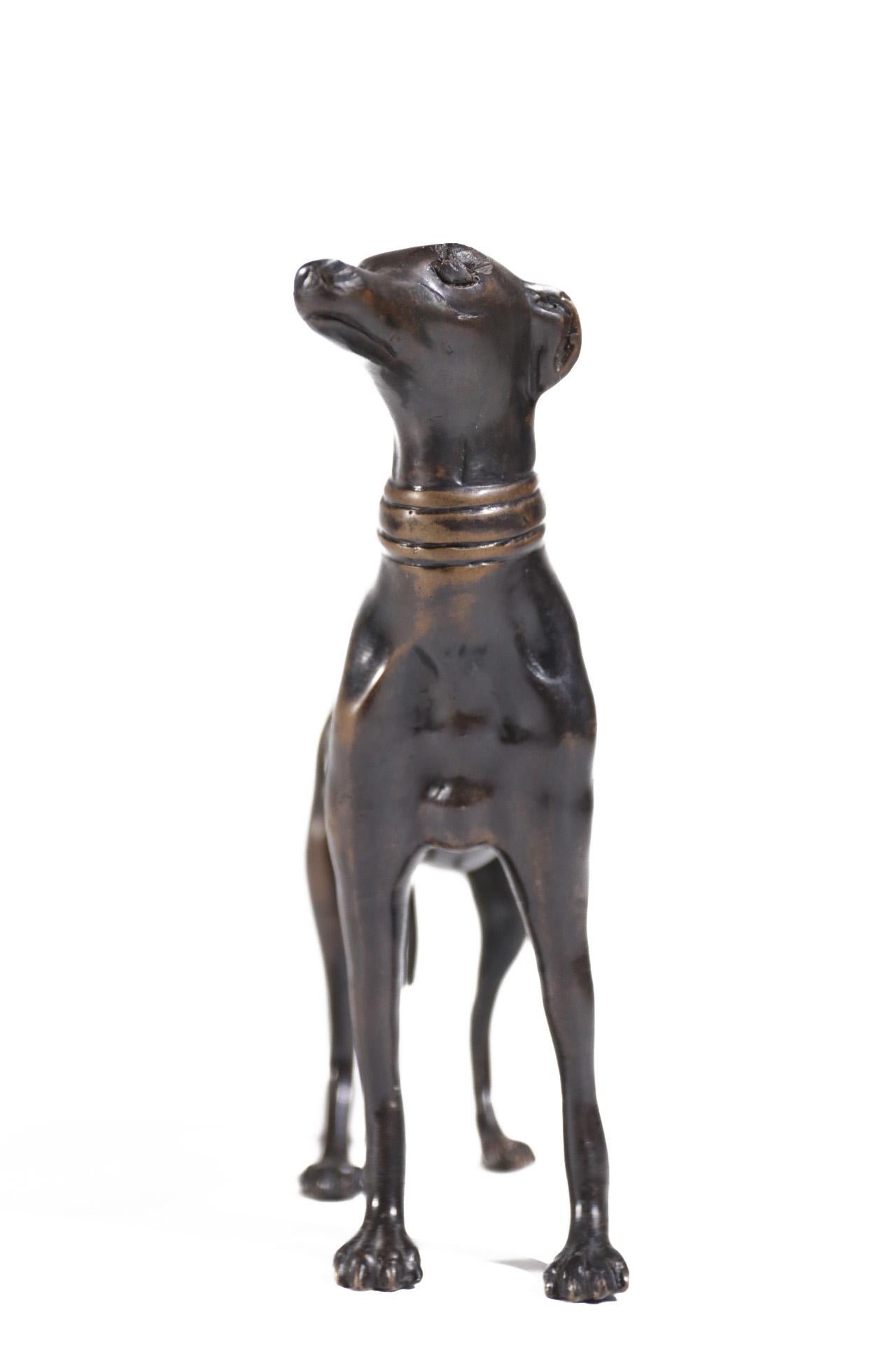 bronze whippet dog sculpture