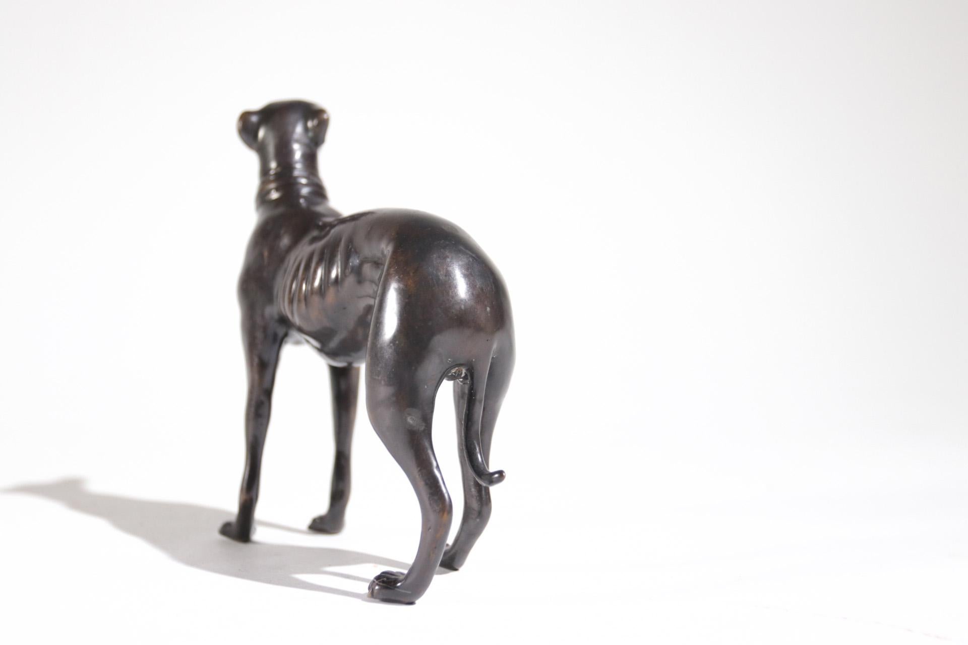 French Midcentury Bronze Whippet or Greyhound Dog Sculpture