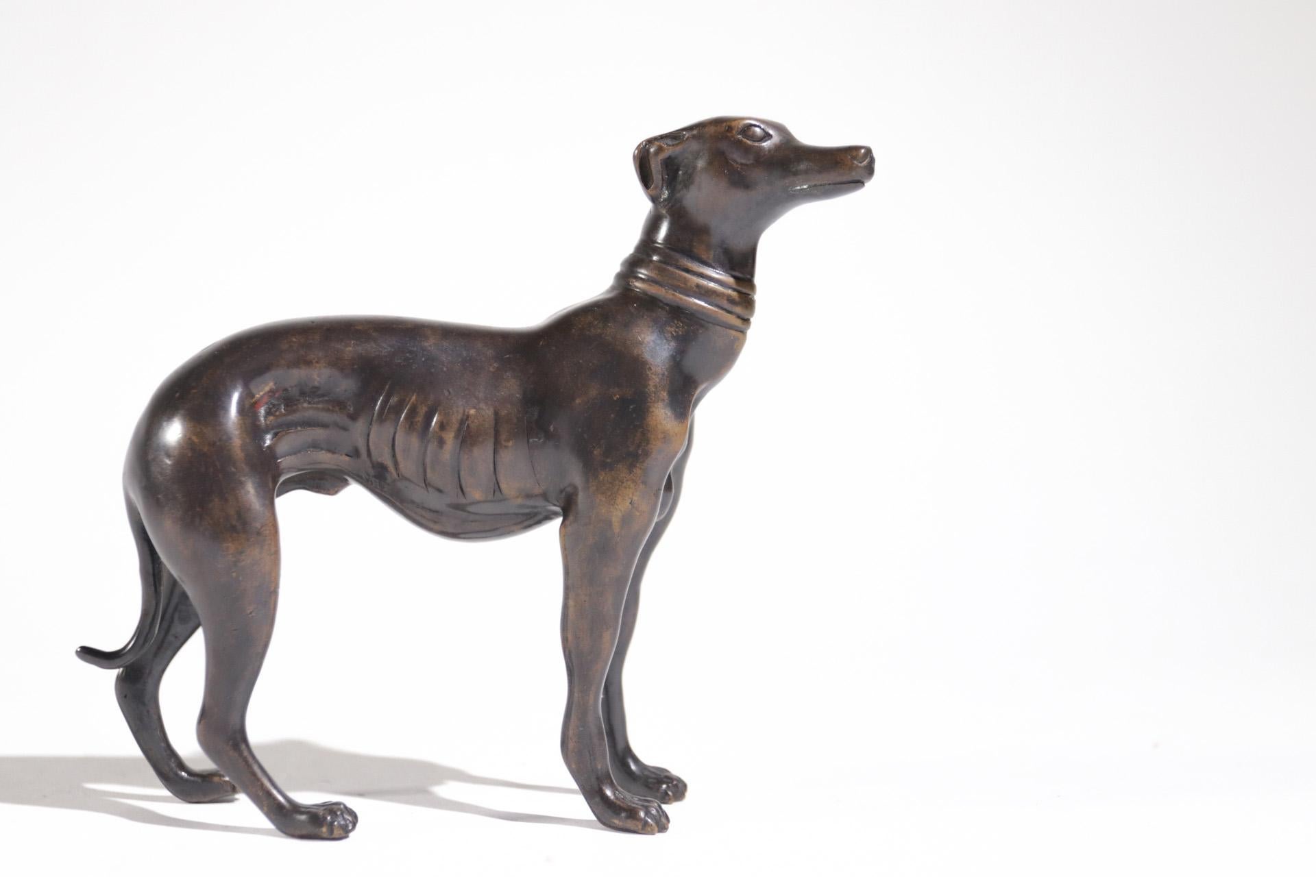 Midcentury Bronze Whippet or Greyhound Dog Sculpture In Good Condition In Boven Leeuwen, NL