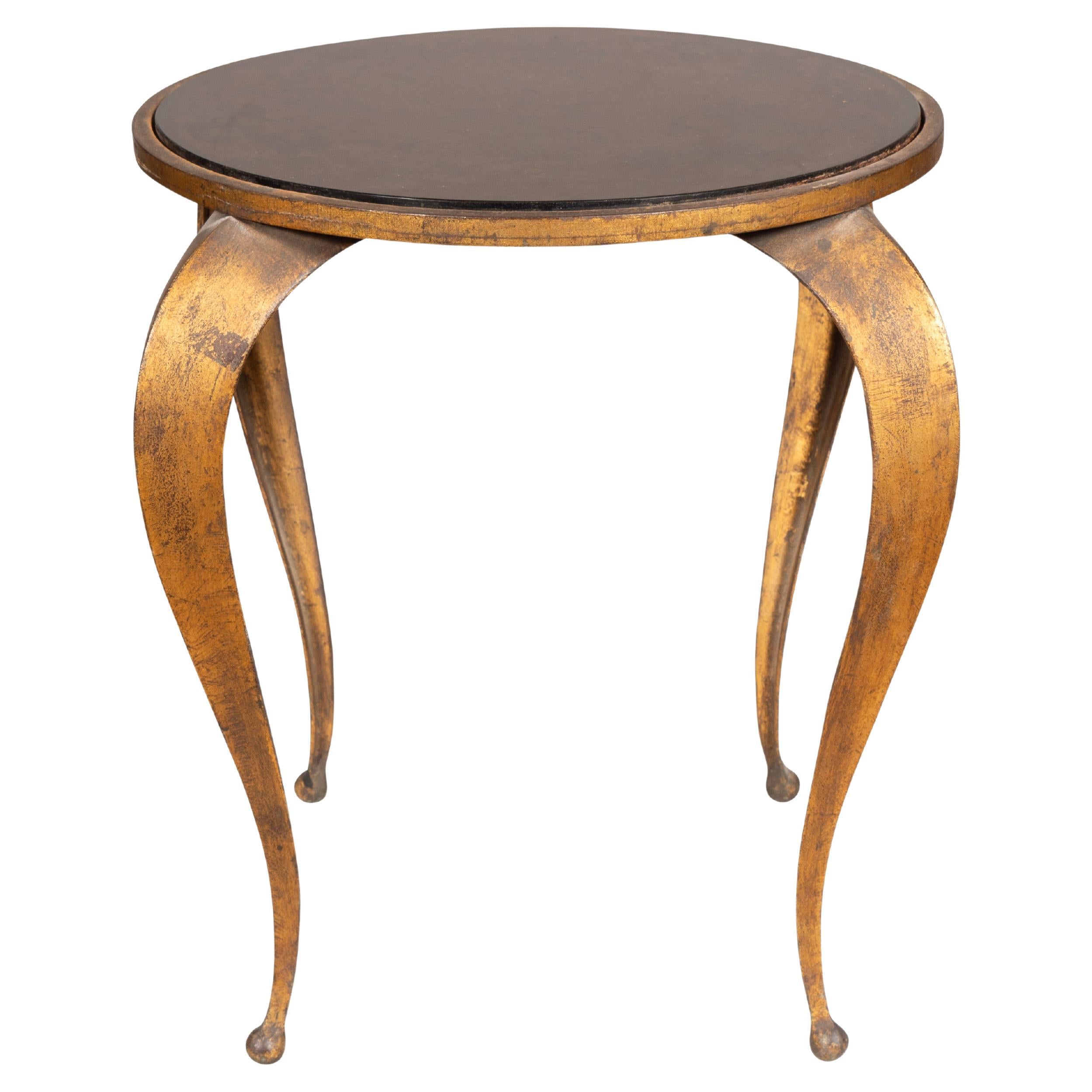 Mid Century Bronzed Metal And Faux Tortoise Table For Sale
