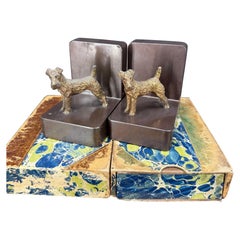 Mid-Century Bronzed Pair of Terrier Dog Bookends Sculptures