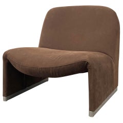 Midcentury Brown Alky Armchair by Giancarlo Piretti for Castelli, Italy, 1970s