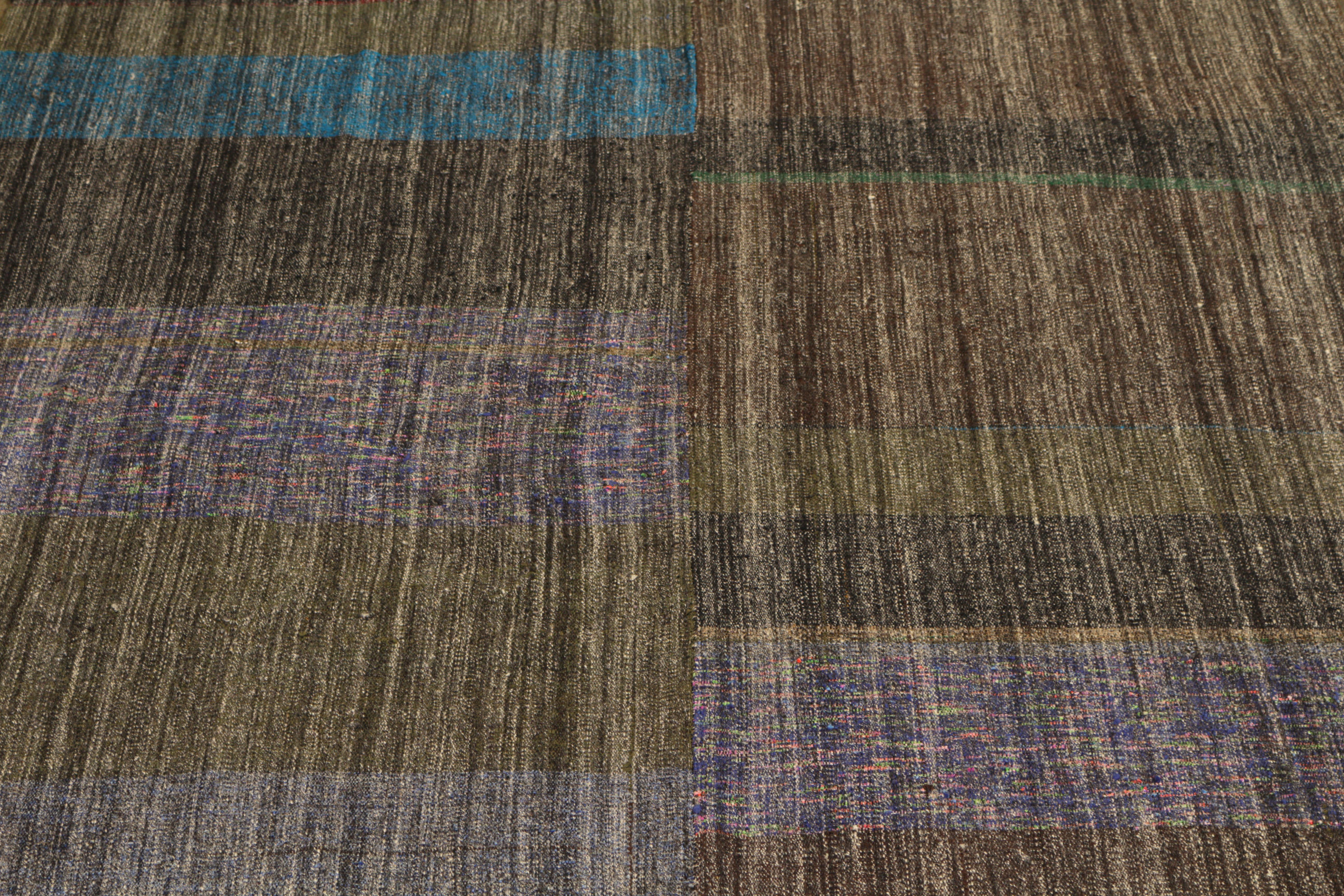 Hand-Woven Midcentury Brown All-Over Geometric Vintage Turkish Wool Rug by Rug & Kilim For Sale