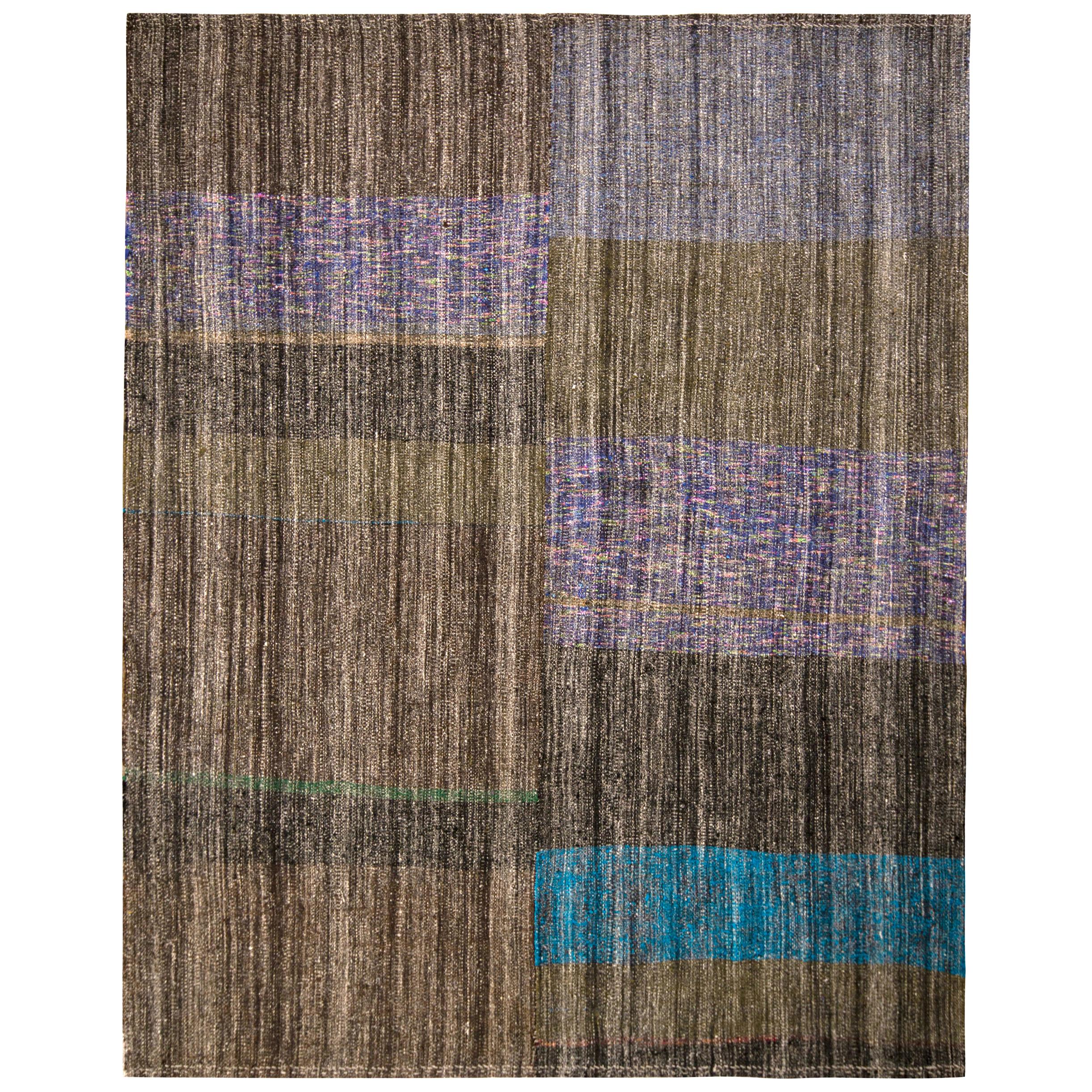 Midcentury Brown All-Over Geometric Vintage Turkish Wool Rug by Rug & Kilim For Sale