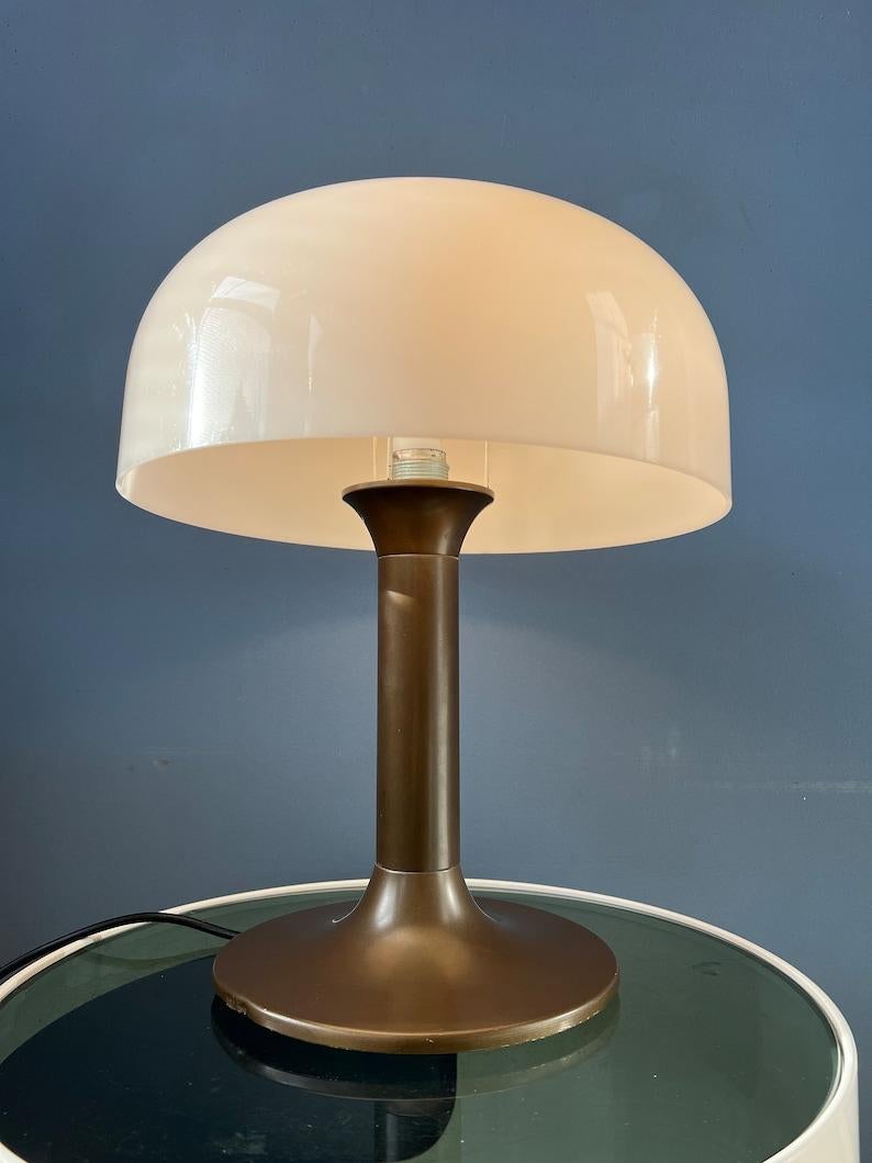 20th Century Mid Century Brown and White Space Age Mushroom Table Lamp, 1970s For Sale