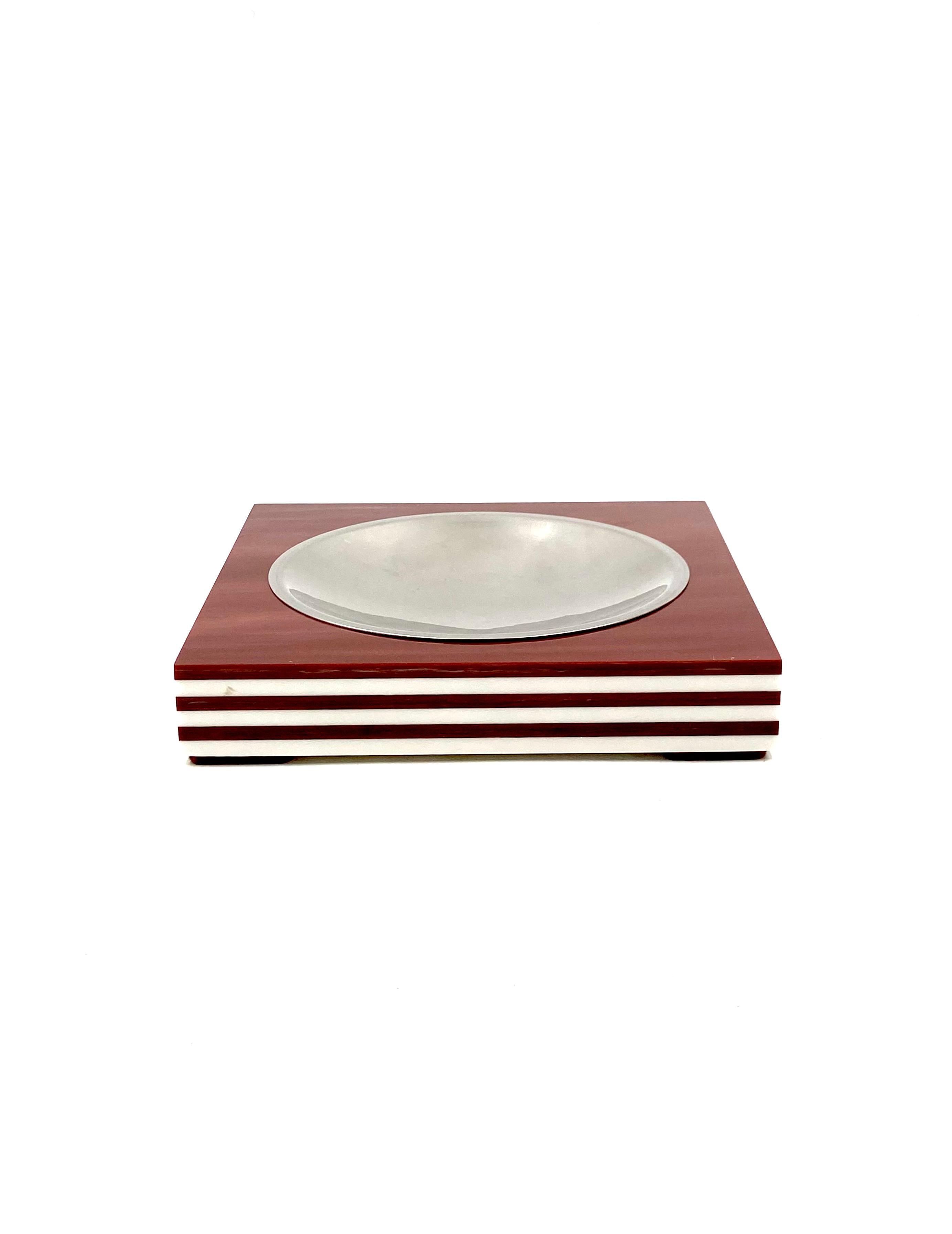 Mid-century brown and white stripes ashtray, Italy 1960s For Sale 5