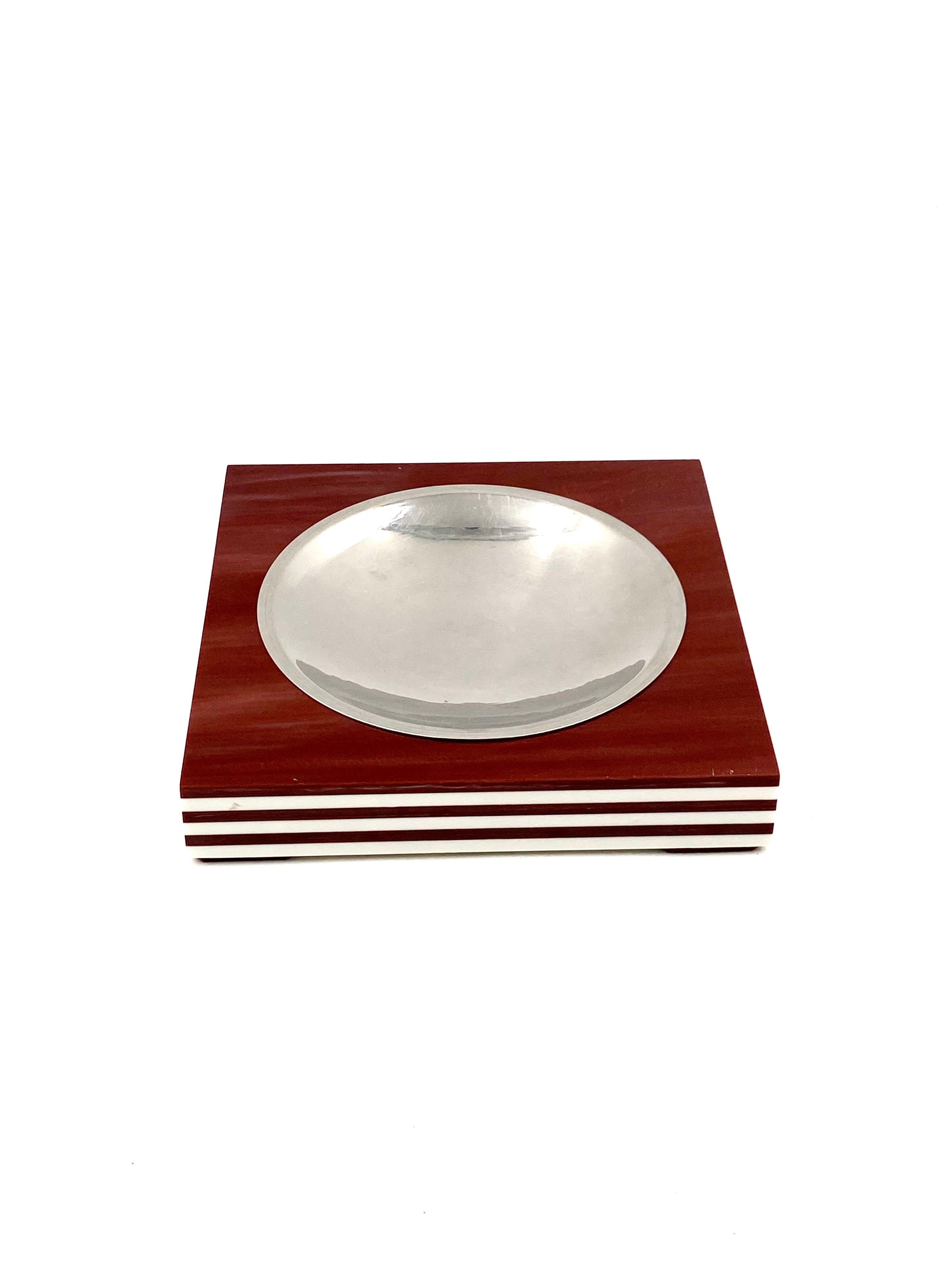 Mid-century brown and white stripes ashtray, Italy 1960s For Sale 7