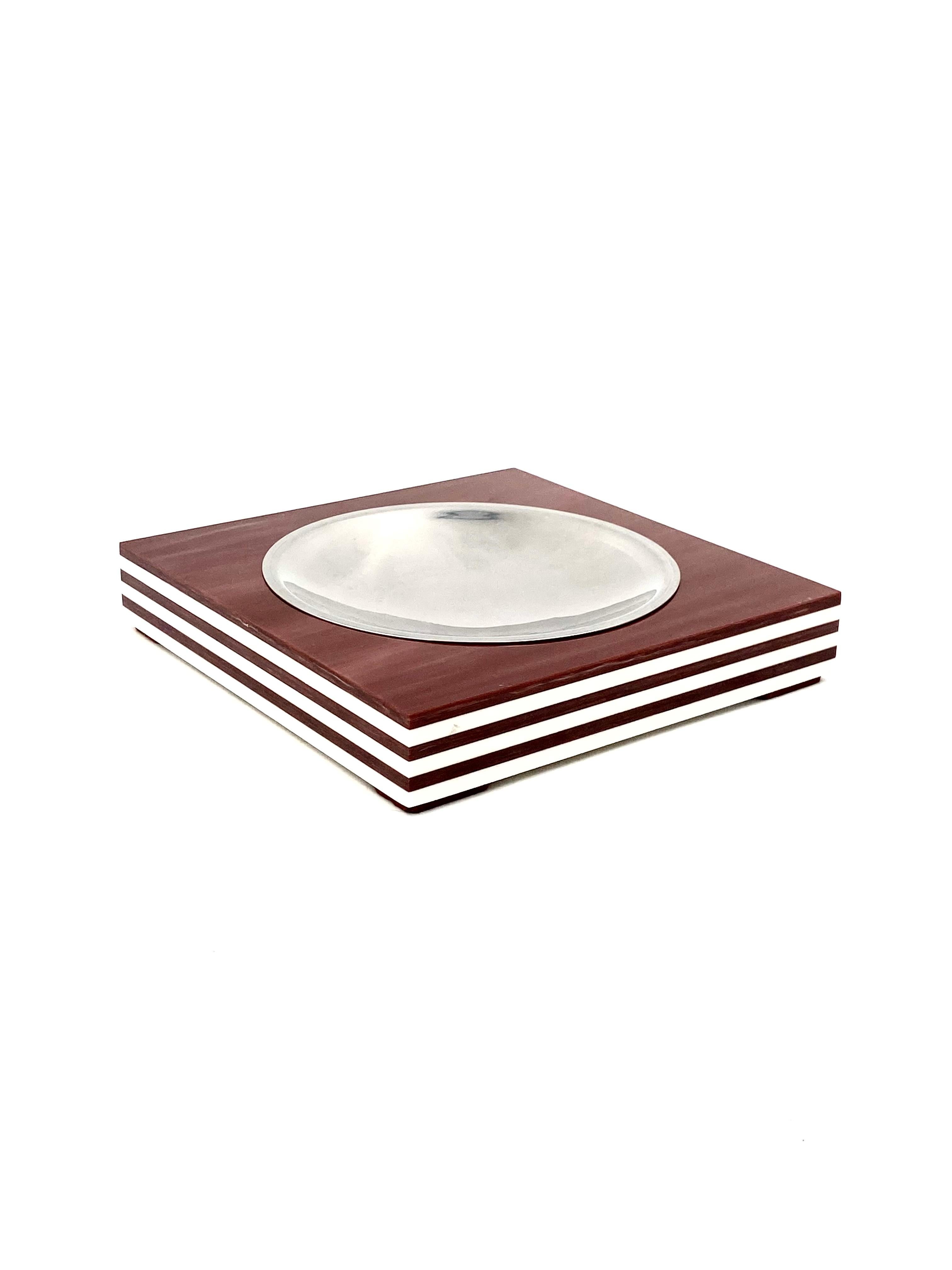Mid-century brown and white stripes ashtray, Italy 1960s For Sale 8
