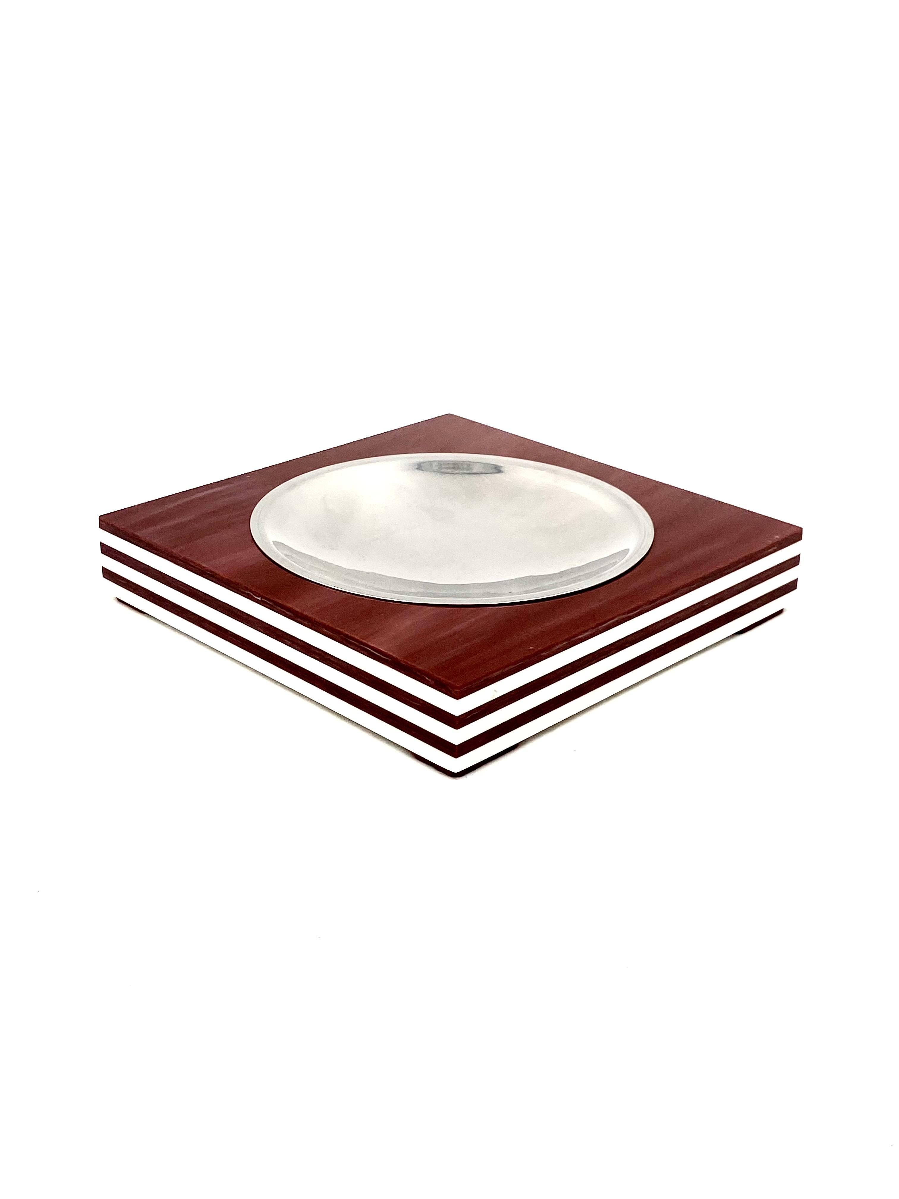 Mid-century brown and white stripes ashtray, Italy 1960s For Sale 9