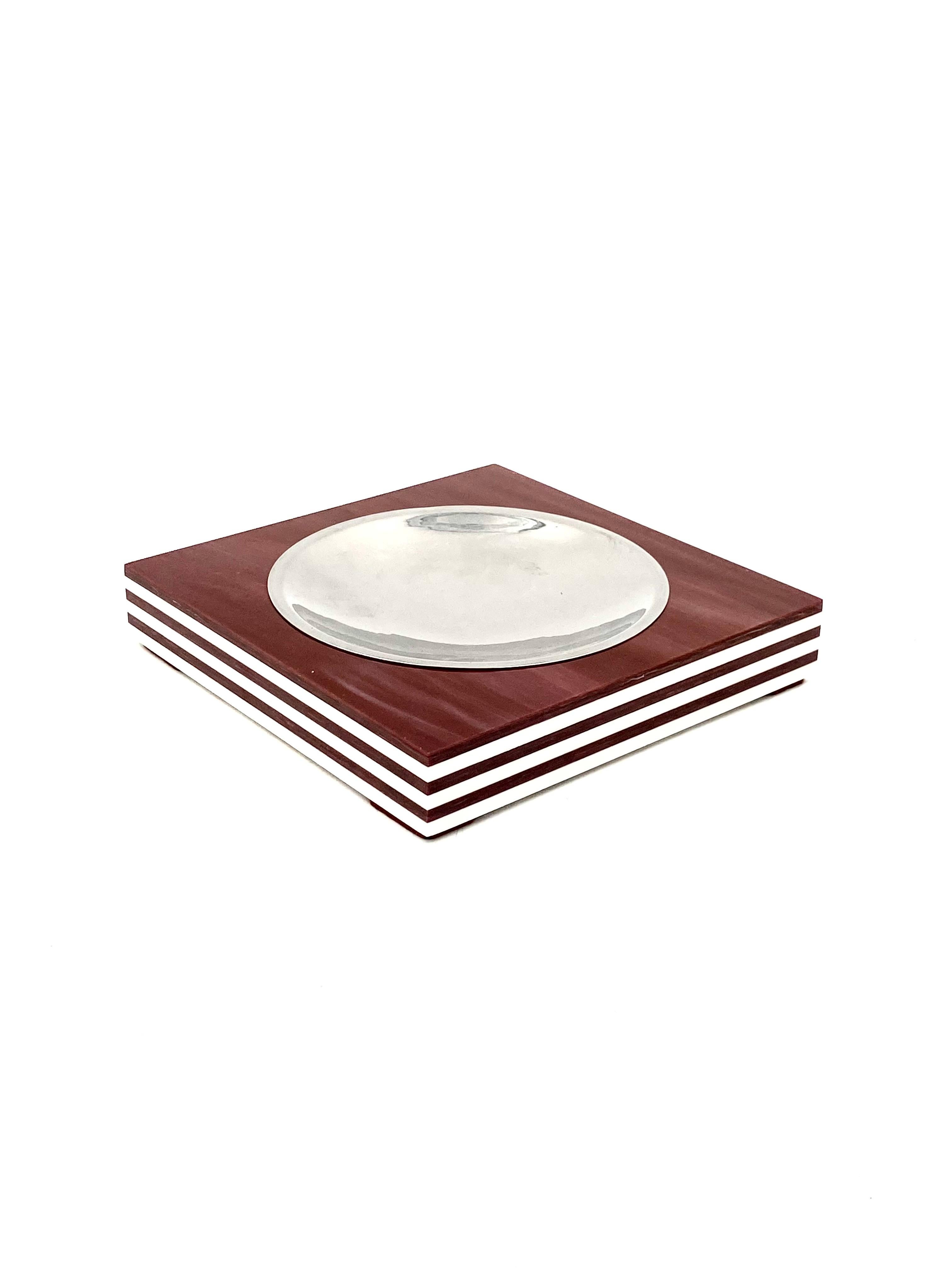 Mid-century brown and white stripes ashtray, Italy 1960s For Sale 10