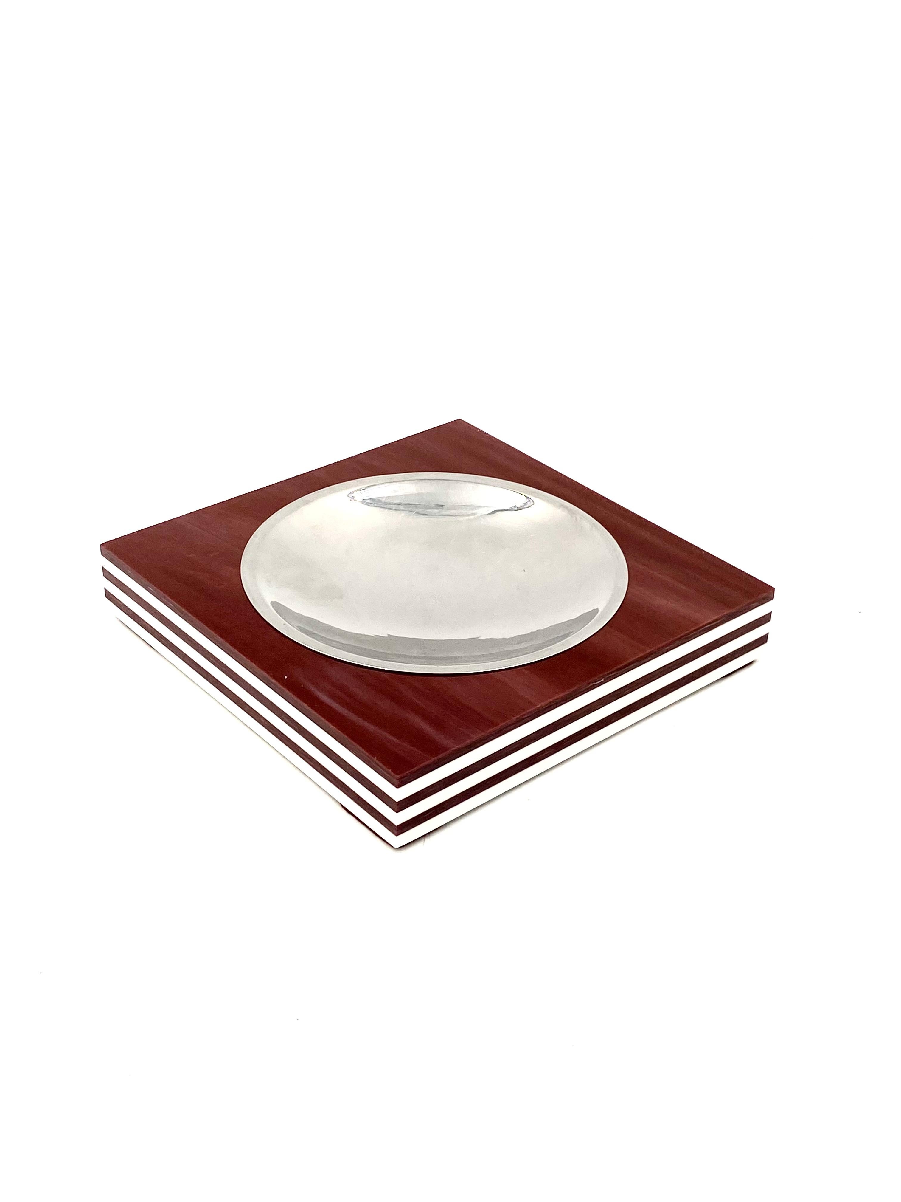 Mid-century brown and white stripes ashtray, Italy 1960s For Sale 11