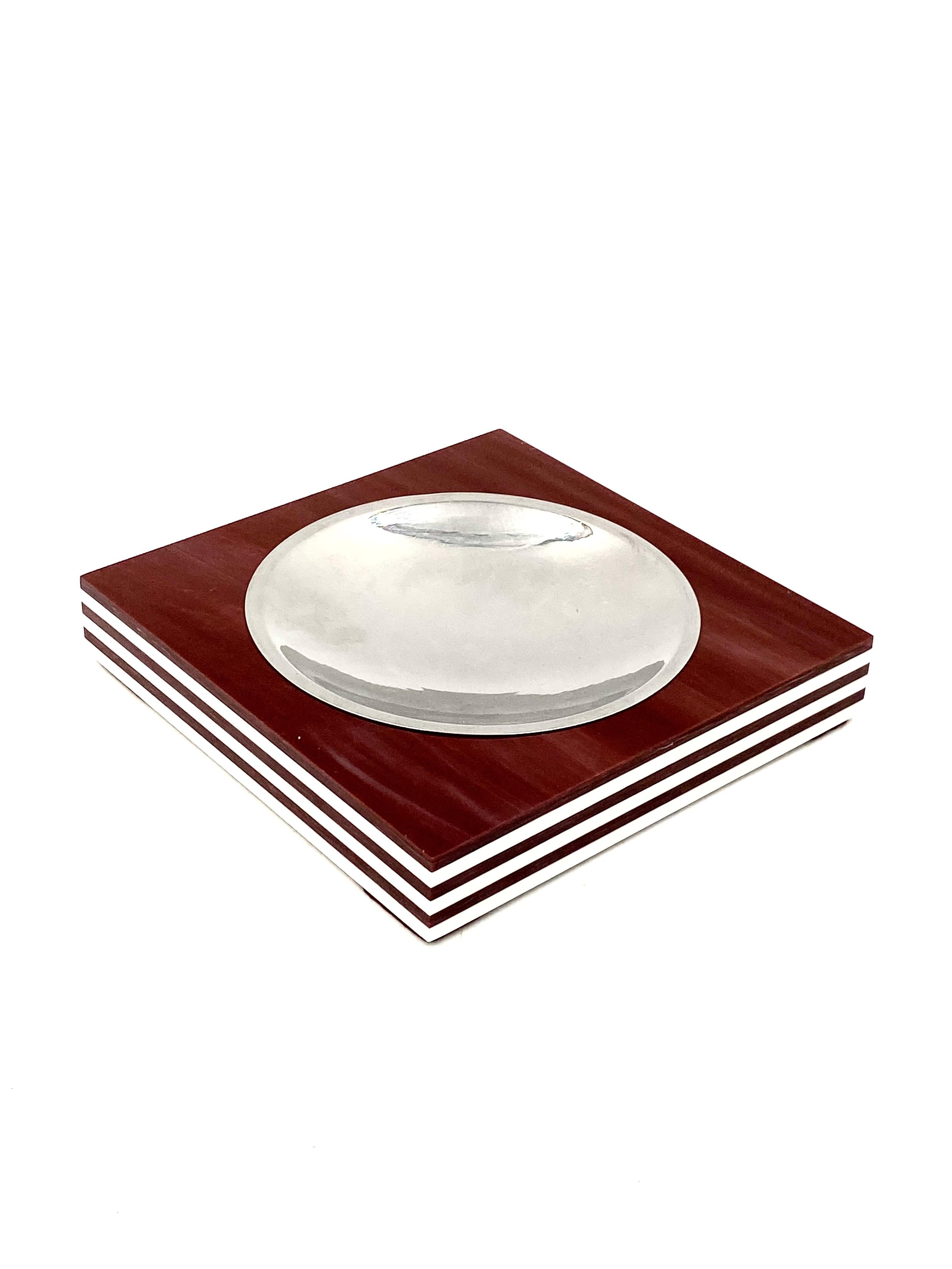 Mid-century brown and white stripes ashtray, Italy 1960s For Sale 12