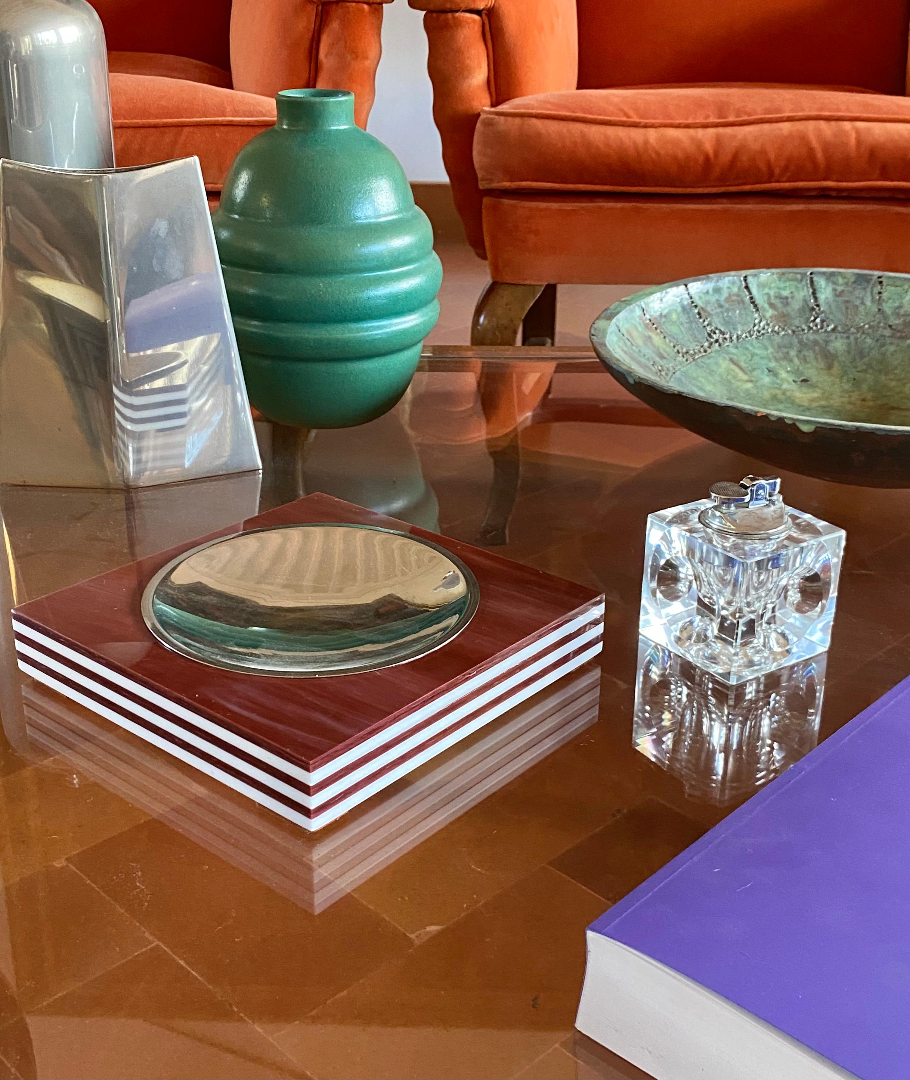 Mid-20th Century Mid-century brown and white stripes ashtray, Italy 1960s For Sale