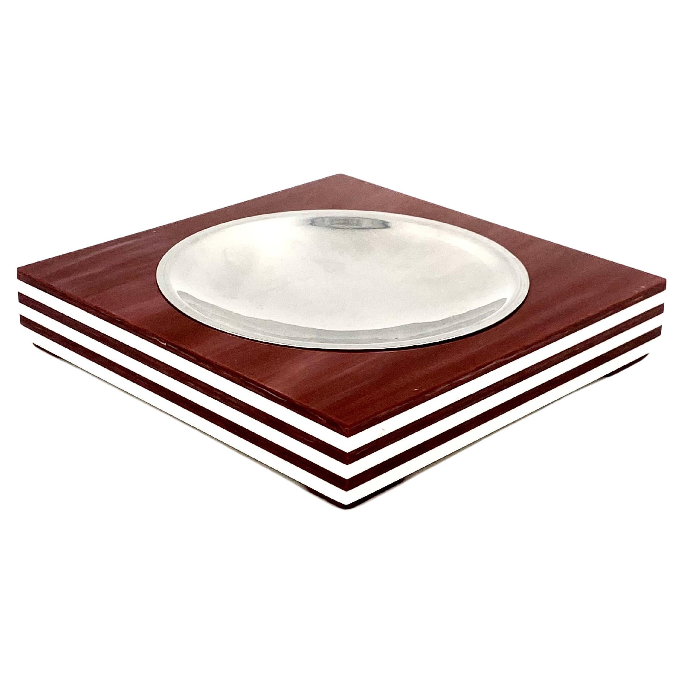 Mid-century brown and white stripes ashtray, Italy 1960s