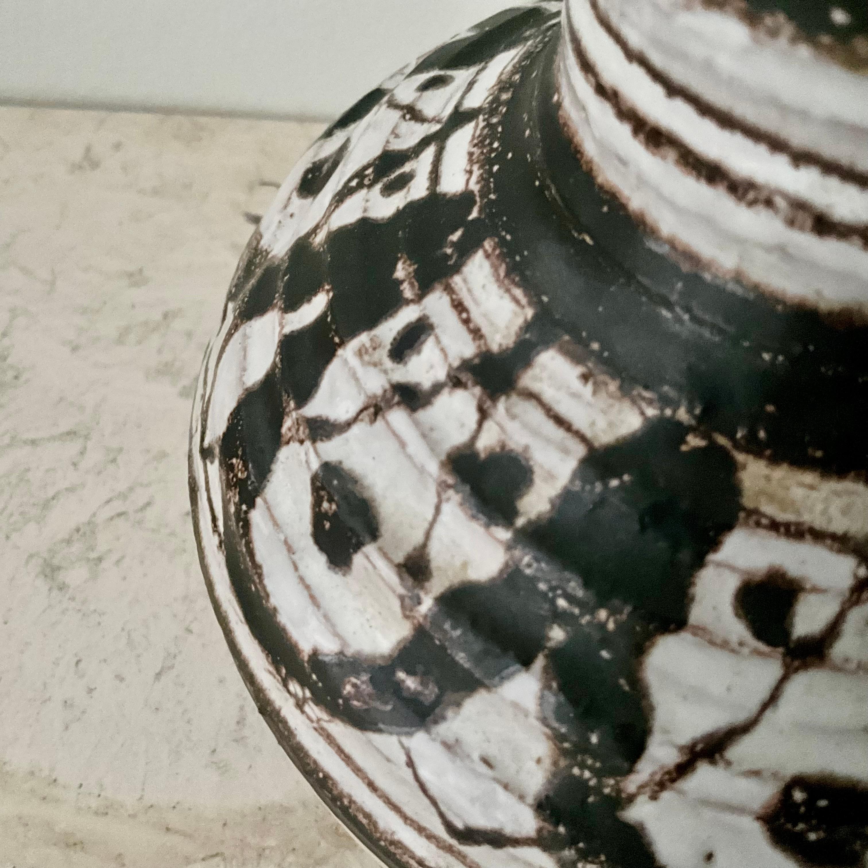 20th Century Mid-Century Brown and White Studio Pottery Vase, 9.5” High For Sale