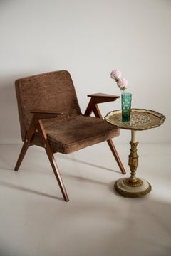 Midcentury Brown Bunny Armchair, by Jozef Chierowski, Poland, 1960s