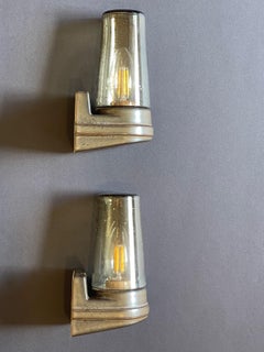 Apliques de cerámica y cristal marrón de mediados de siglo de Ifö, set de 2, Bernadotte, Suecia