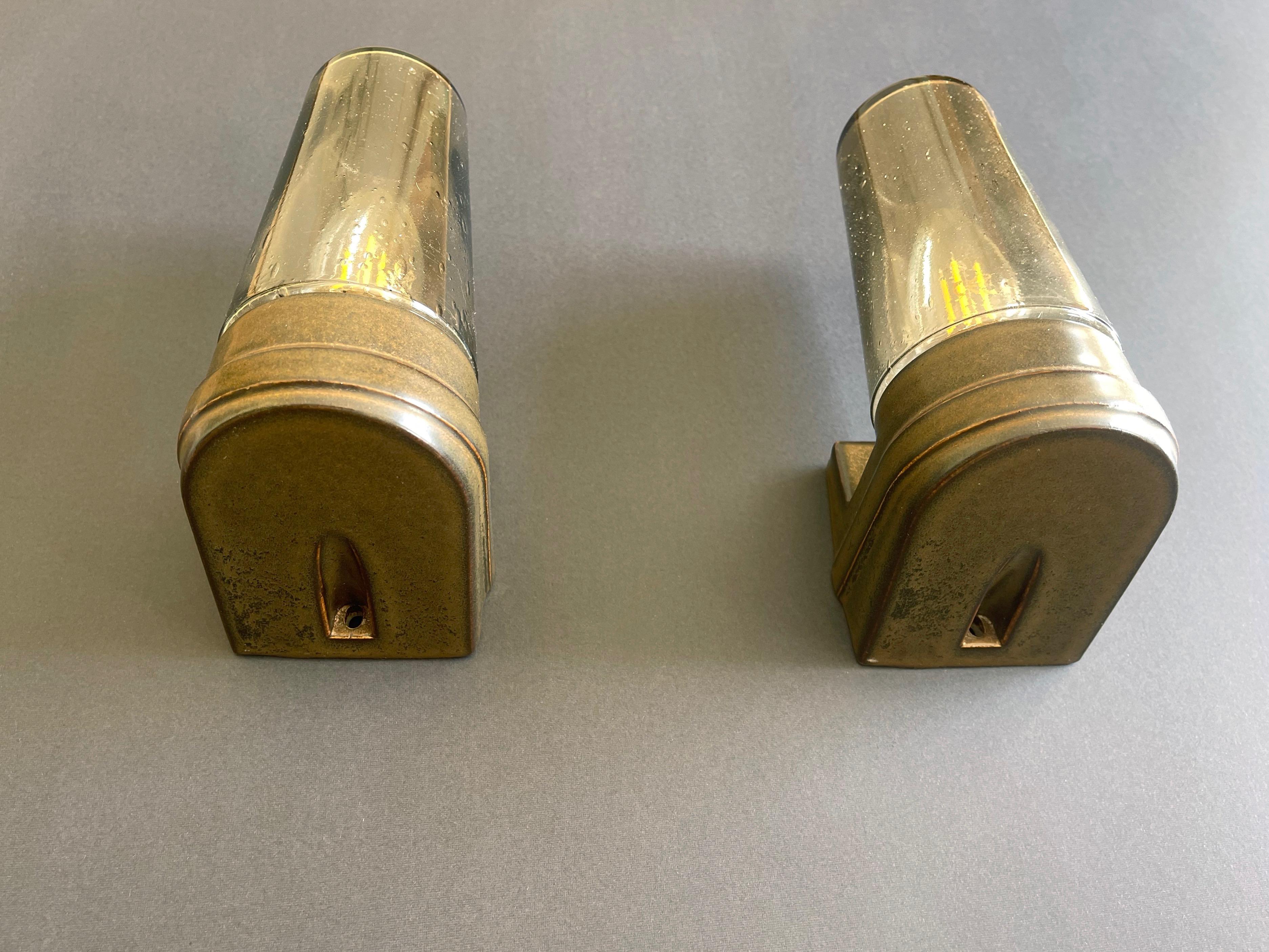 Svedese Applique in ceramica e vetro marrone di metà secolo di Ifö, set di 2, Bernadotte, Svezia in vendita